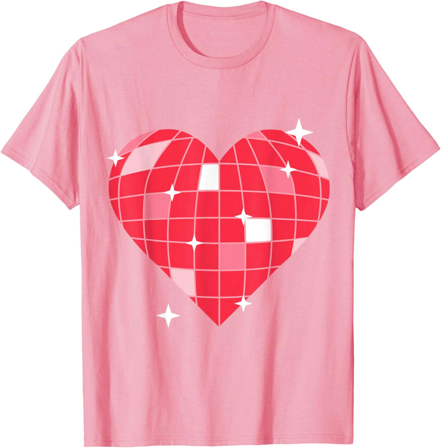 Retro 1970s Pink Heart Disco Ball T-Shirt for Vintage Lovers - 21