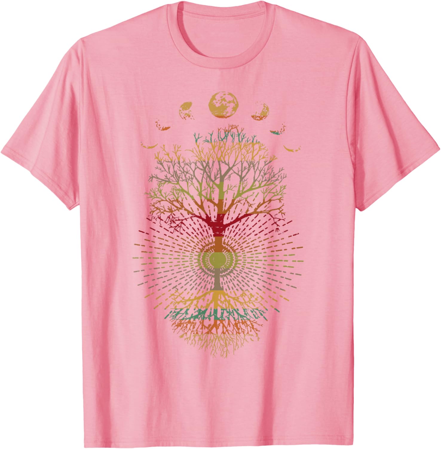 Phases of the Moon Retro Tree of Life T-Shirt 60s 70s Vibe - 13