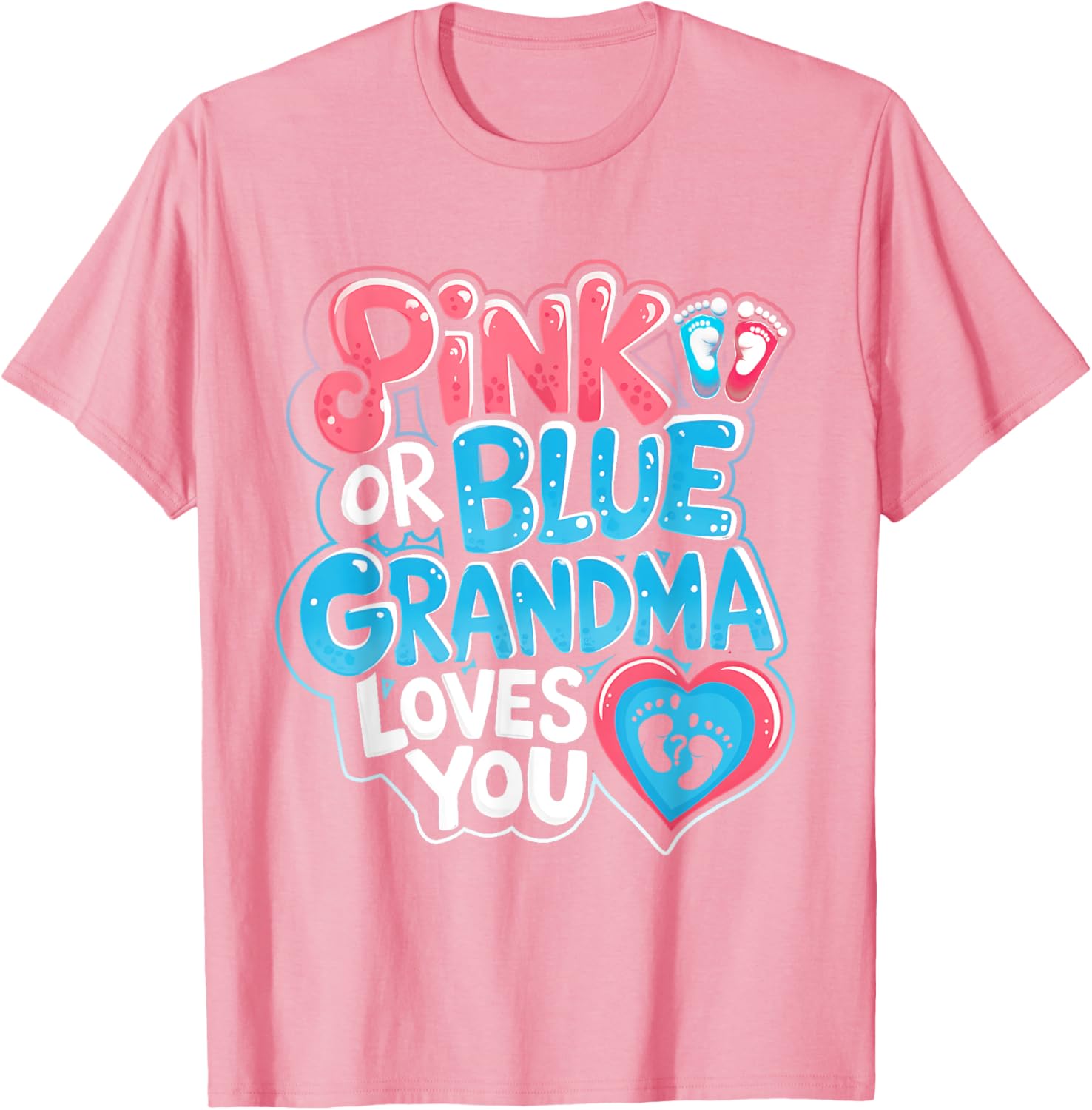 Pink or Blue Grandma Loves You Gender Reveal Party T-Shirt for Fun Celebrations - 8