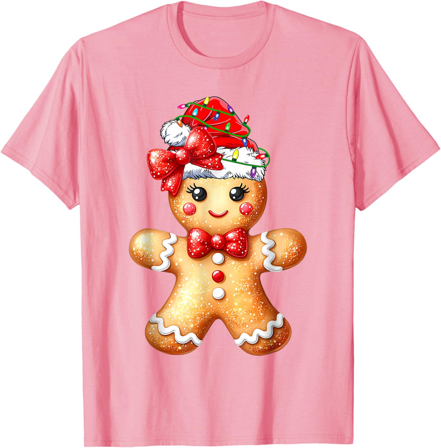 Merry Christmas Gingerbread Santa T-Shirt for Girls and Women - 26