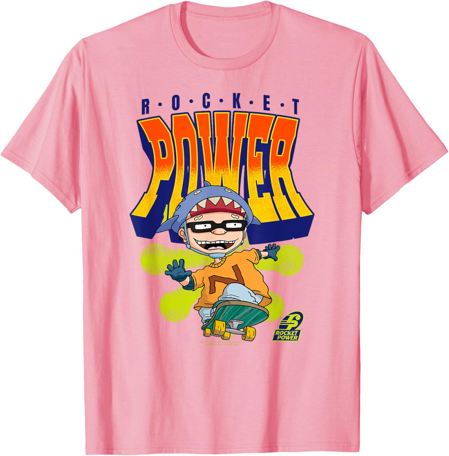 Retro Cartoon Shark Helmet Skateboarding T-Shirt for Fun Lovers - 4