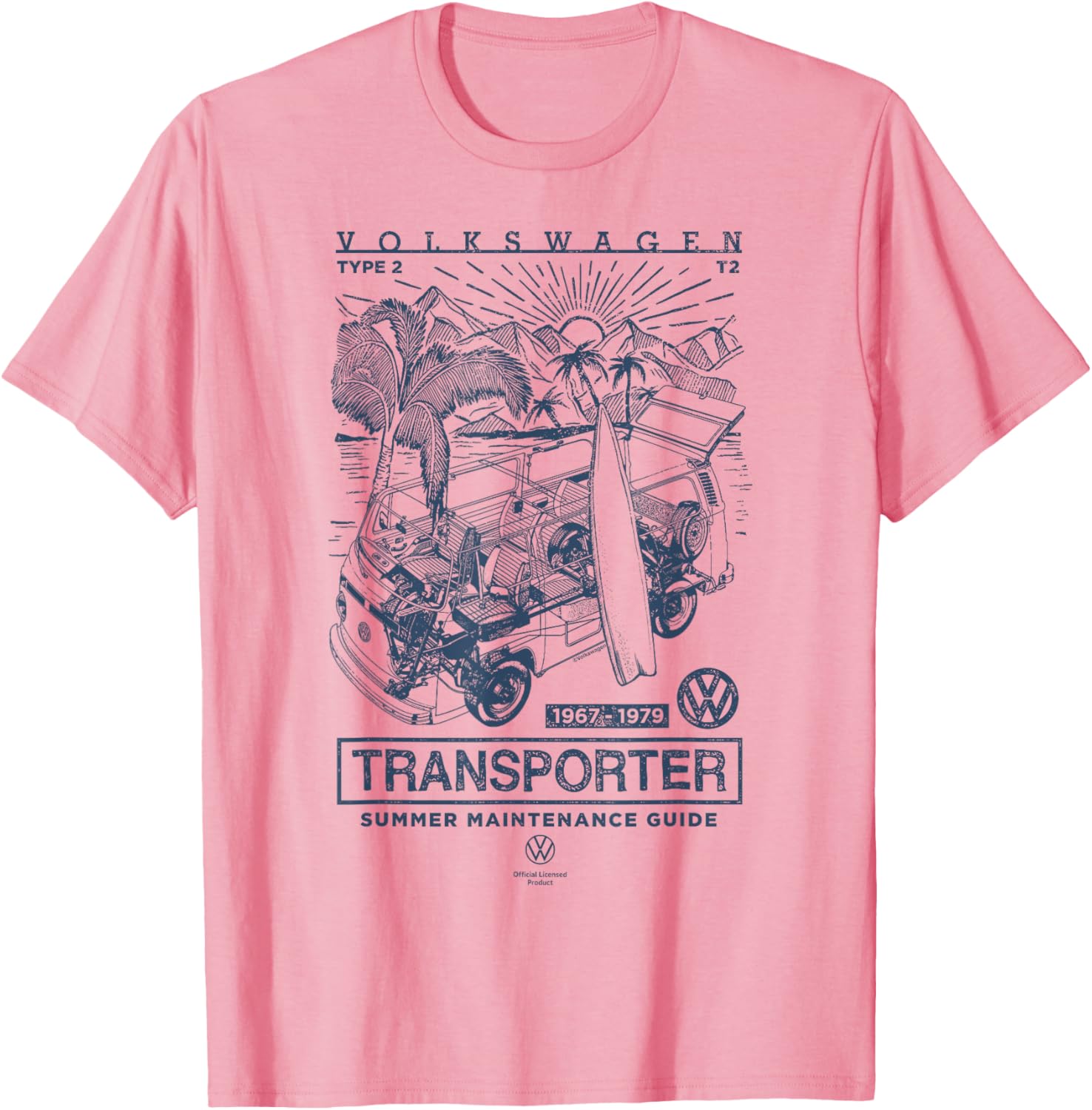 Volkswagen Type 2 T2 Transporter Summer Maintenance Guide T-Shirt - 4