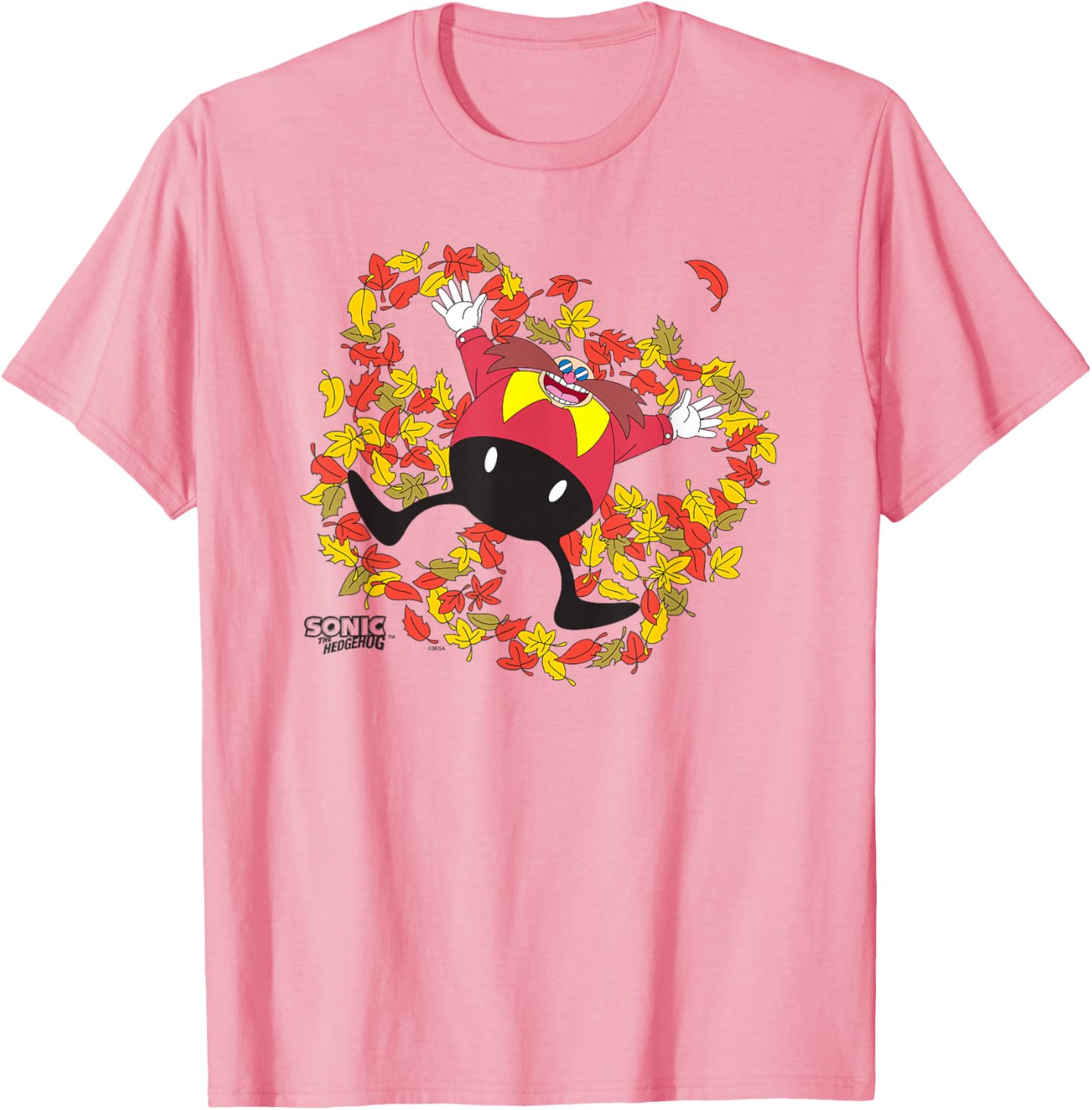 Sonic the Hedgehog Dr Eggman Happy Leaves Angel Chest Logo T-Shirt - 2