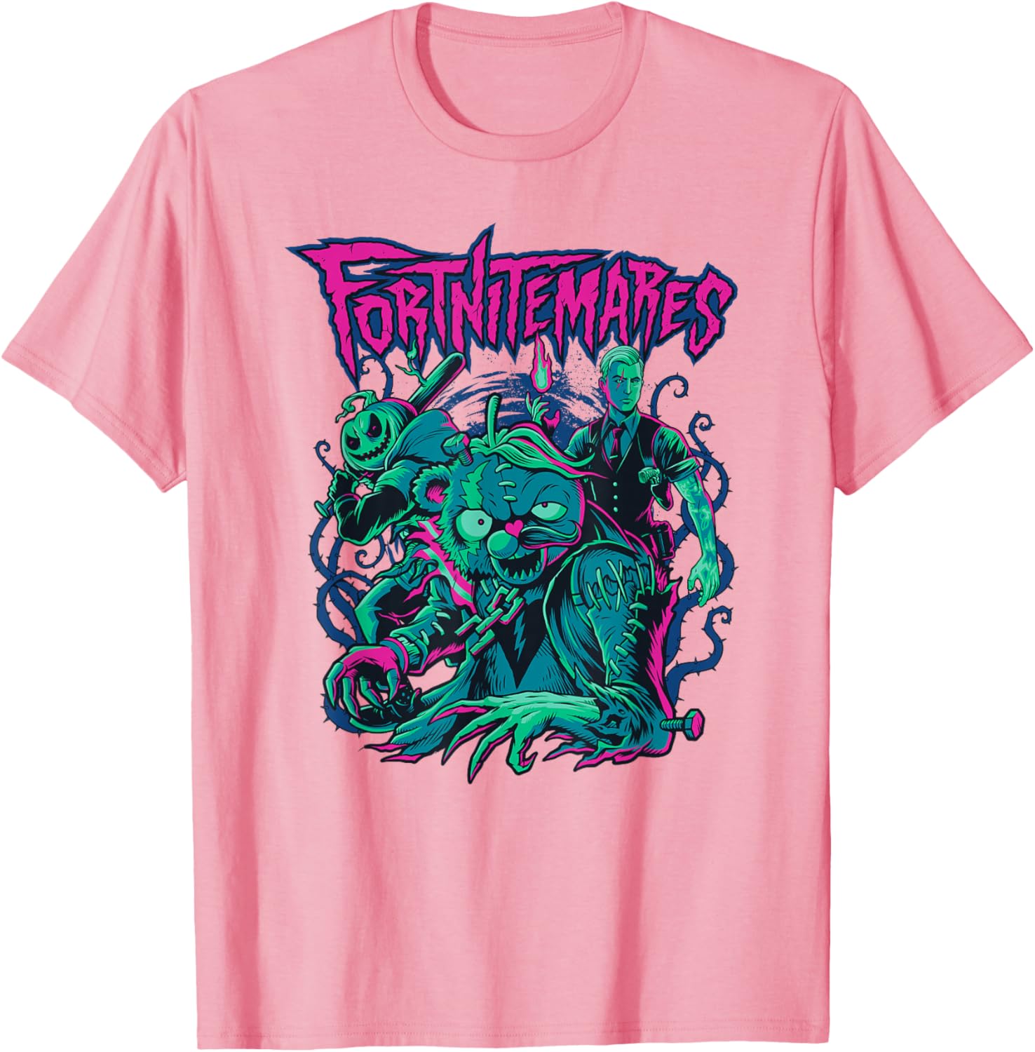 Fortnite Halloween Fortnitemares Retro Horror Group Shot T-Shirt for Fans - 1