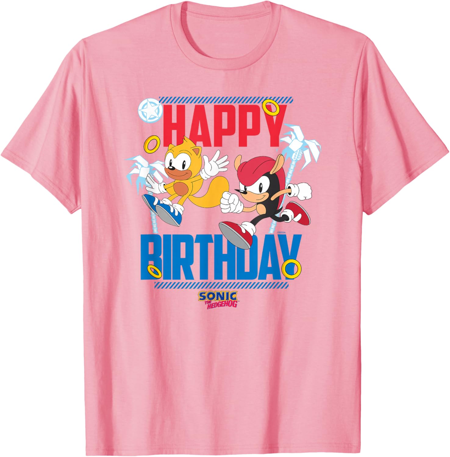 Sonic The Hedgehog Birthday Big Poster T-Shirt with Mighty and Ray Design - 10