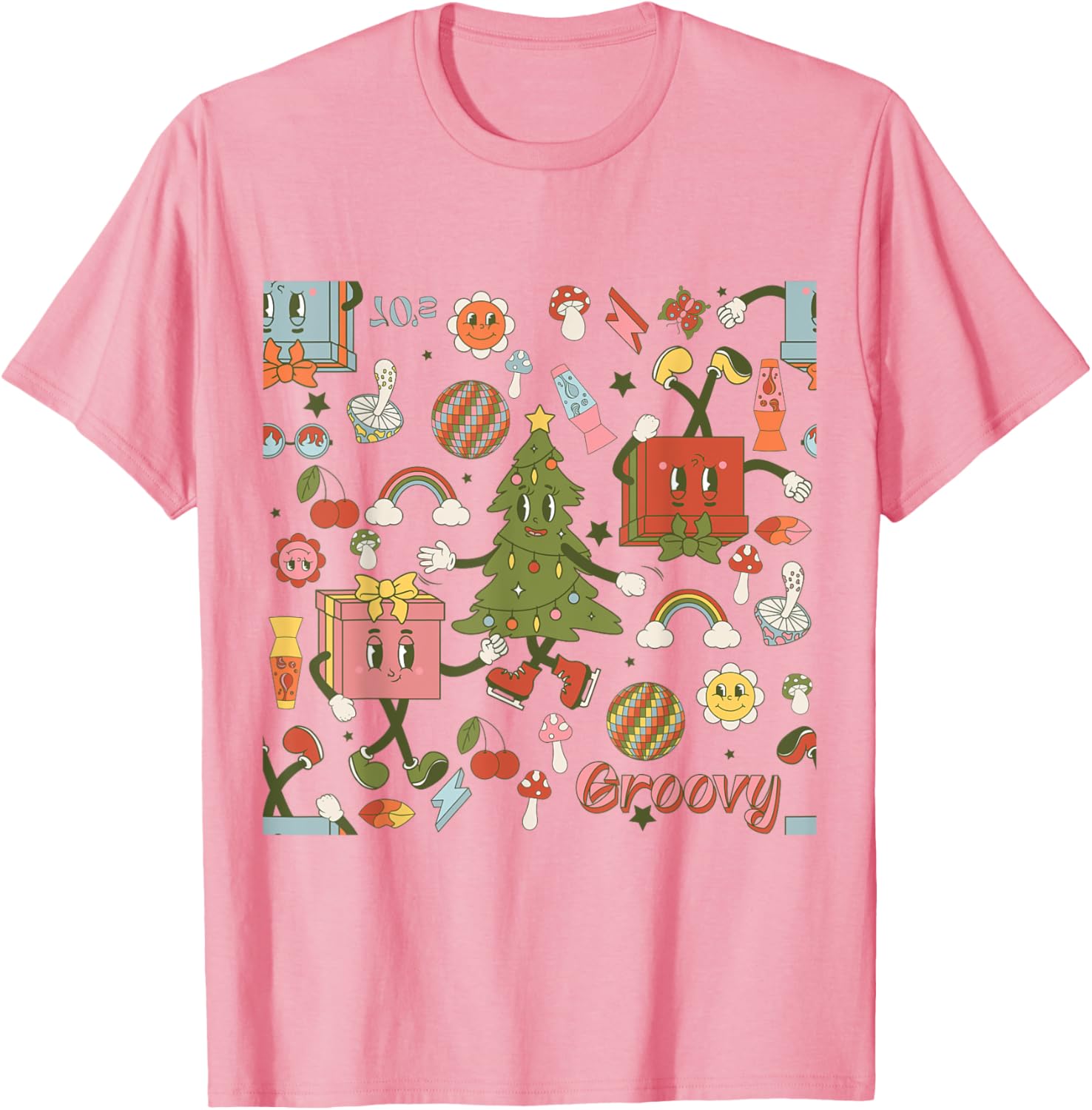 Retro 1970s Disco Christmas Tree Ugly Xmas T-Shirt for Fun Holiday Style - 3