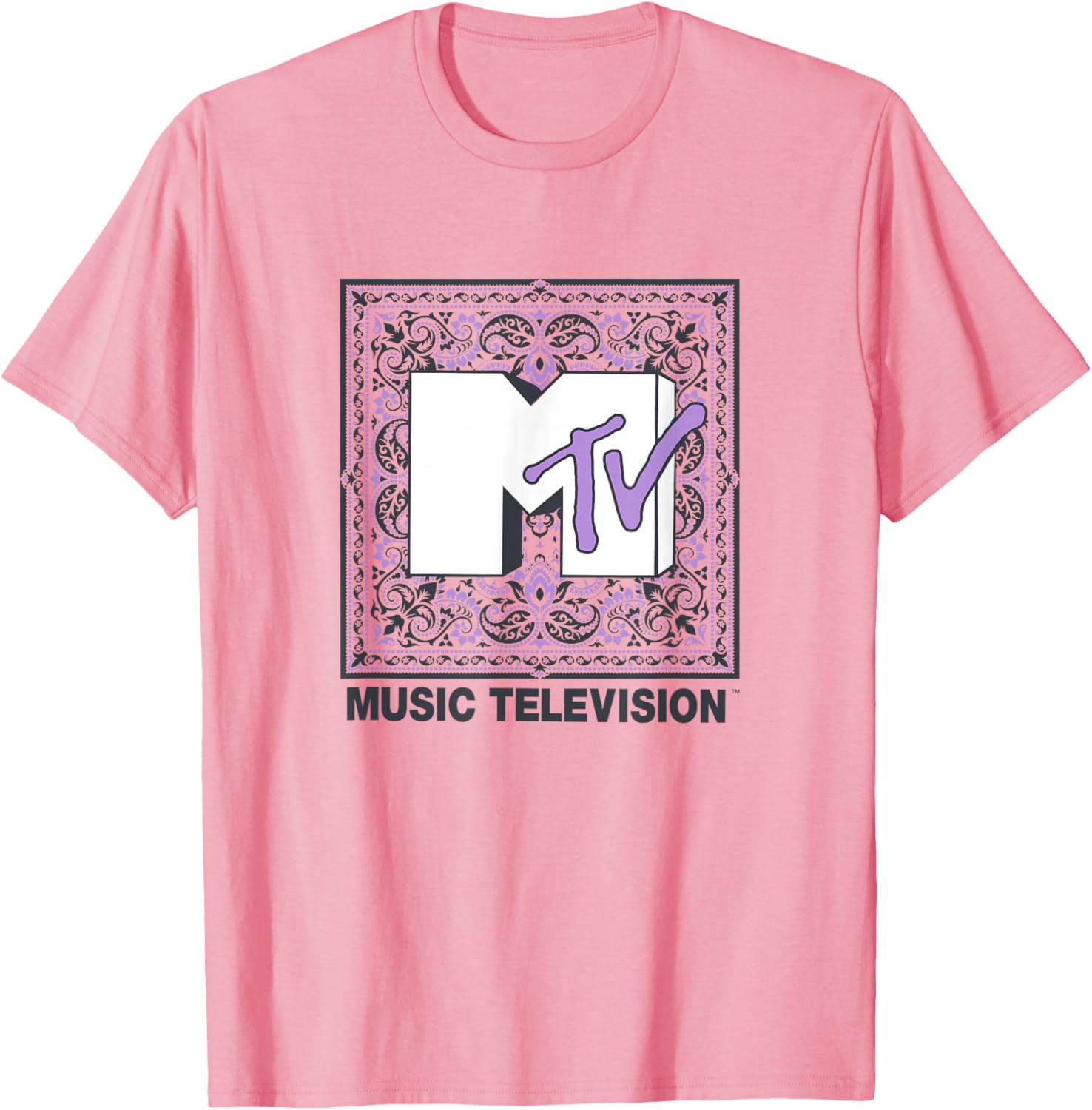 Vintage MTV Purple Paisley Logo T-Shirt for Trendy Music Lovers - 5