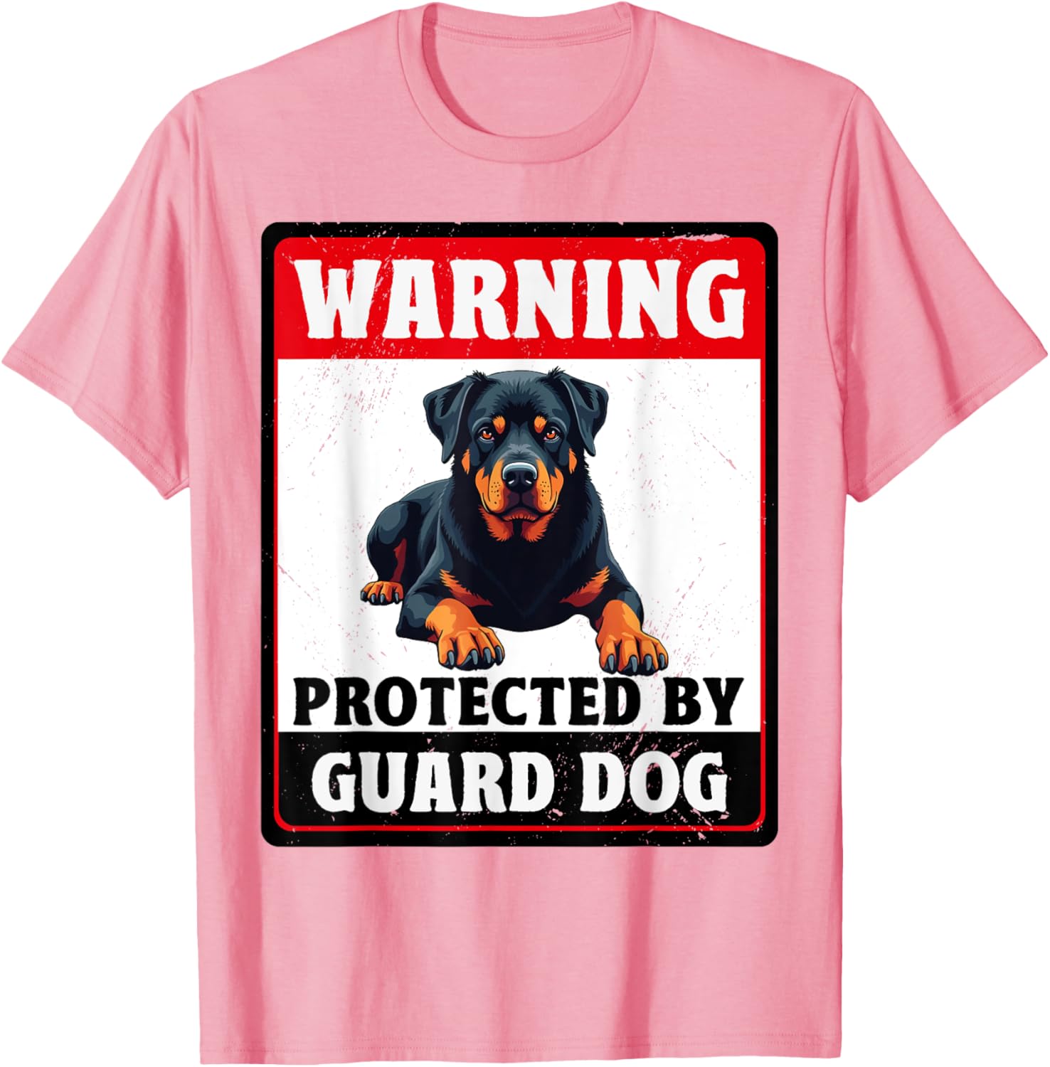 Warning Protected By Rottweiler Guard Dog T-Shirt for Dog Lovers - 2