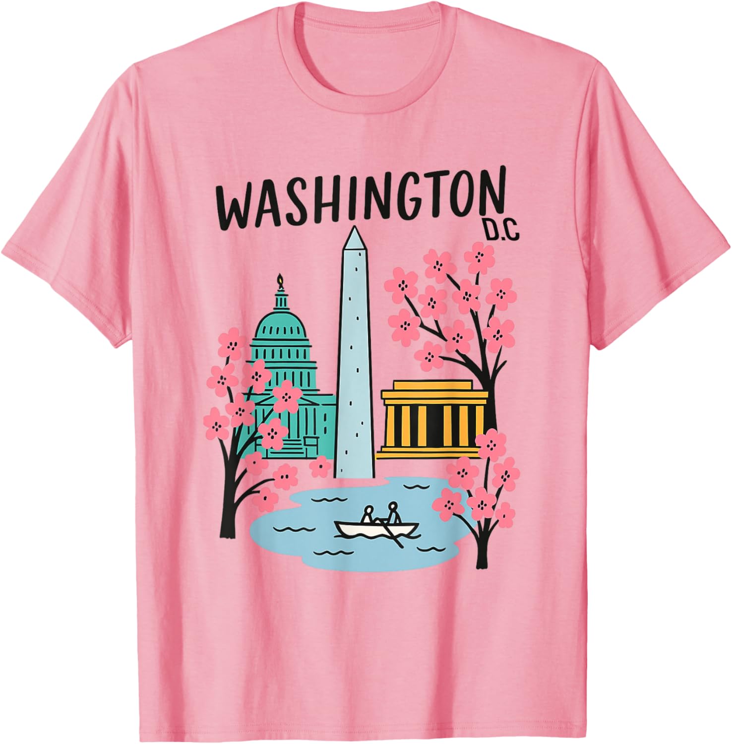 Washington DC Cherry Blossoms Art T-Shirt for Nature Lovers and Travelers - 4