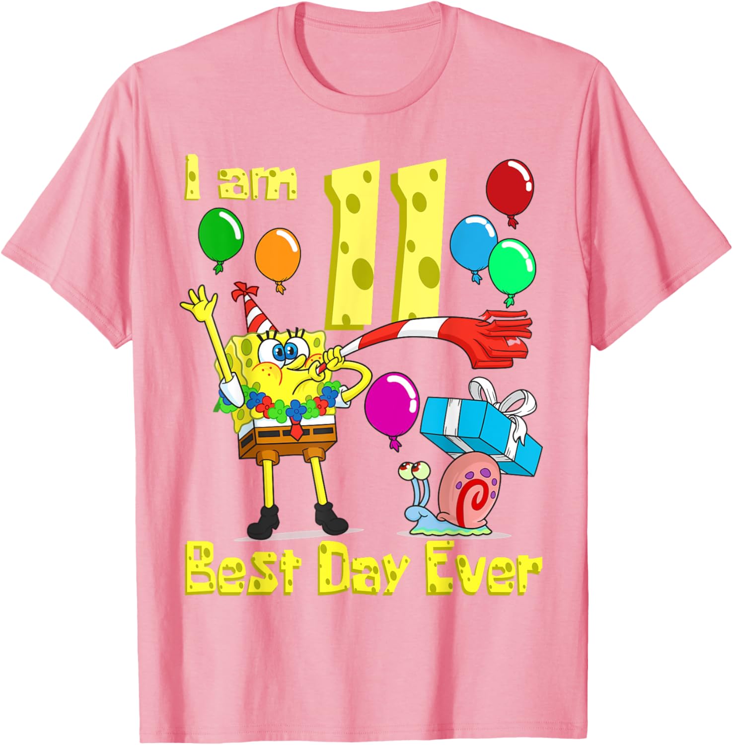 SpongeBob Birthday T-Shirt for 11 Year Olds Fun Party Apparel - 14