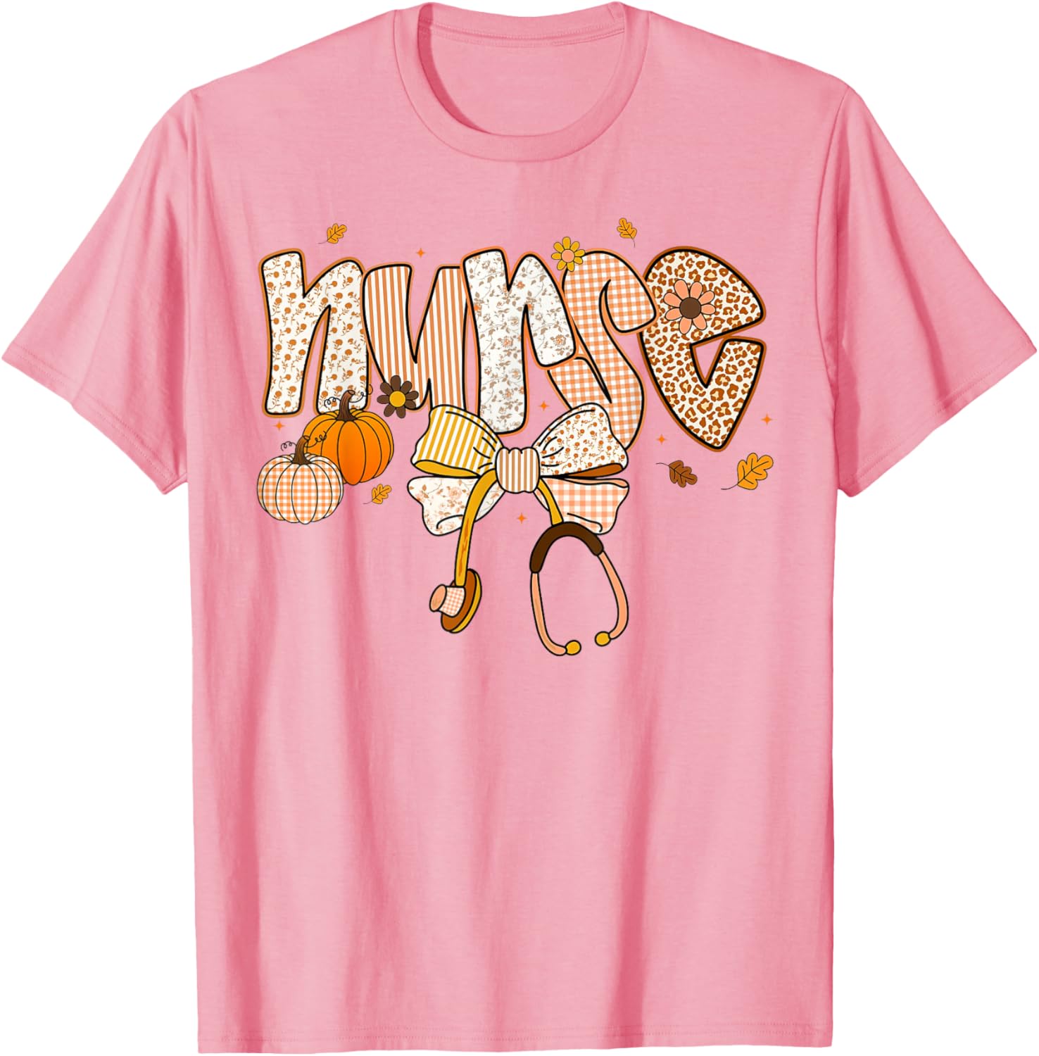 Pumpkin Nurse Thanksgiving Stethoscope Fall Scrub Top T-Shirt for ER - 20