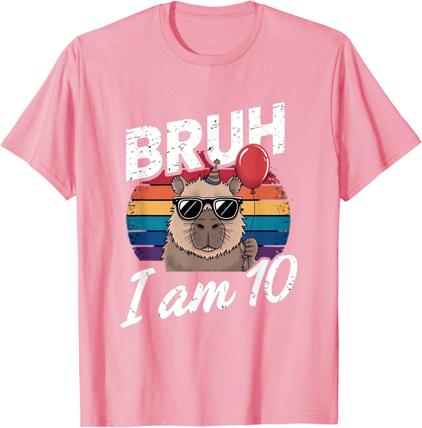 Retro Sunset Capybara T-Shirt for Kids' 10th Birthday Celebration - 21