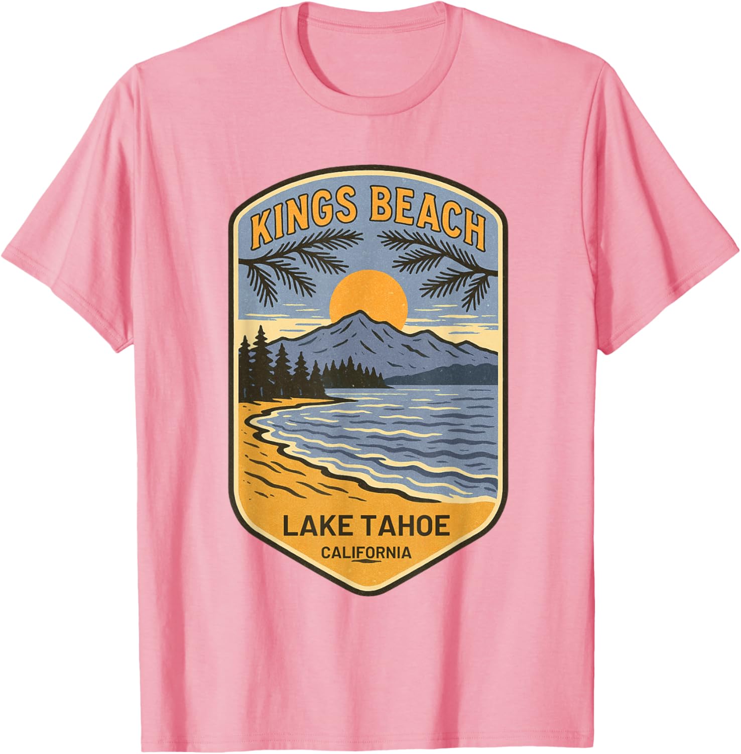Retro Kings Beach Lake Tahoe T-Shirt Vintage Art Souvenir Apparel - 20