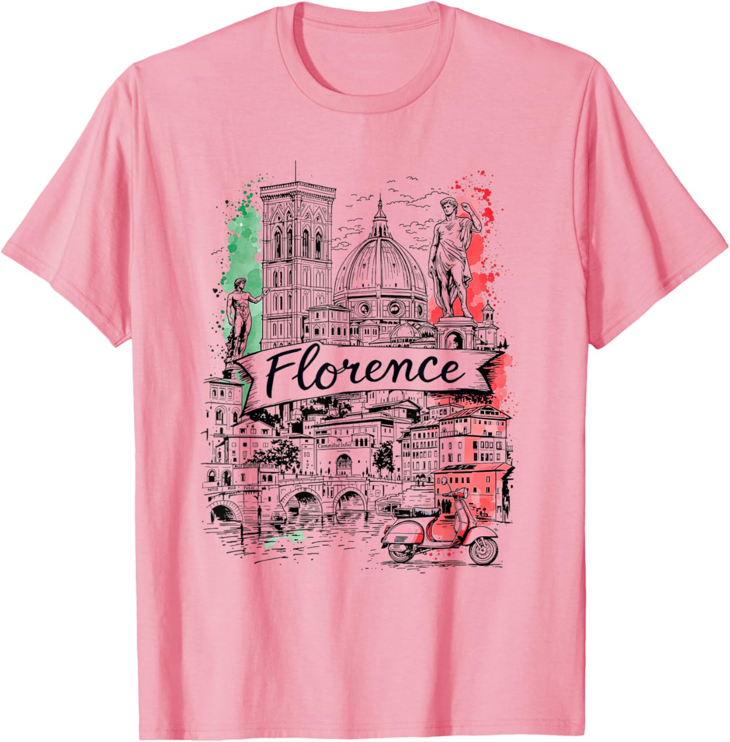 Vintage Florence Italy Art T-Shirt Souvenir for Travel Lovers - 4