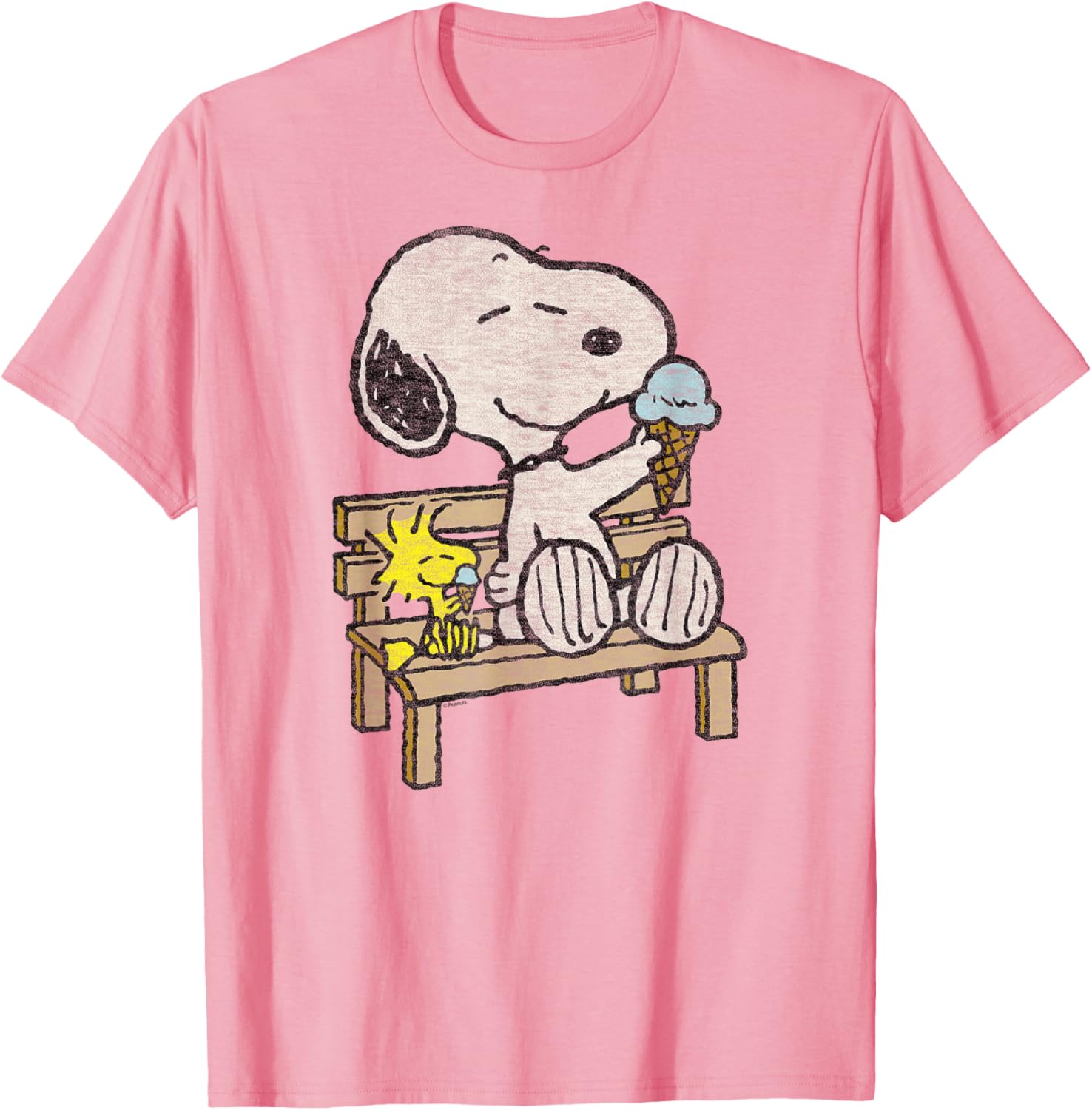 Snoopy and Woodstock Bench T-Shirt - Adorable Peanuts Apparel for Fans - 1
