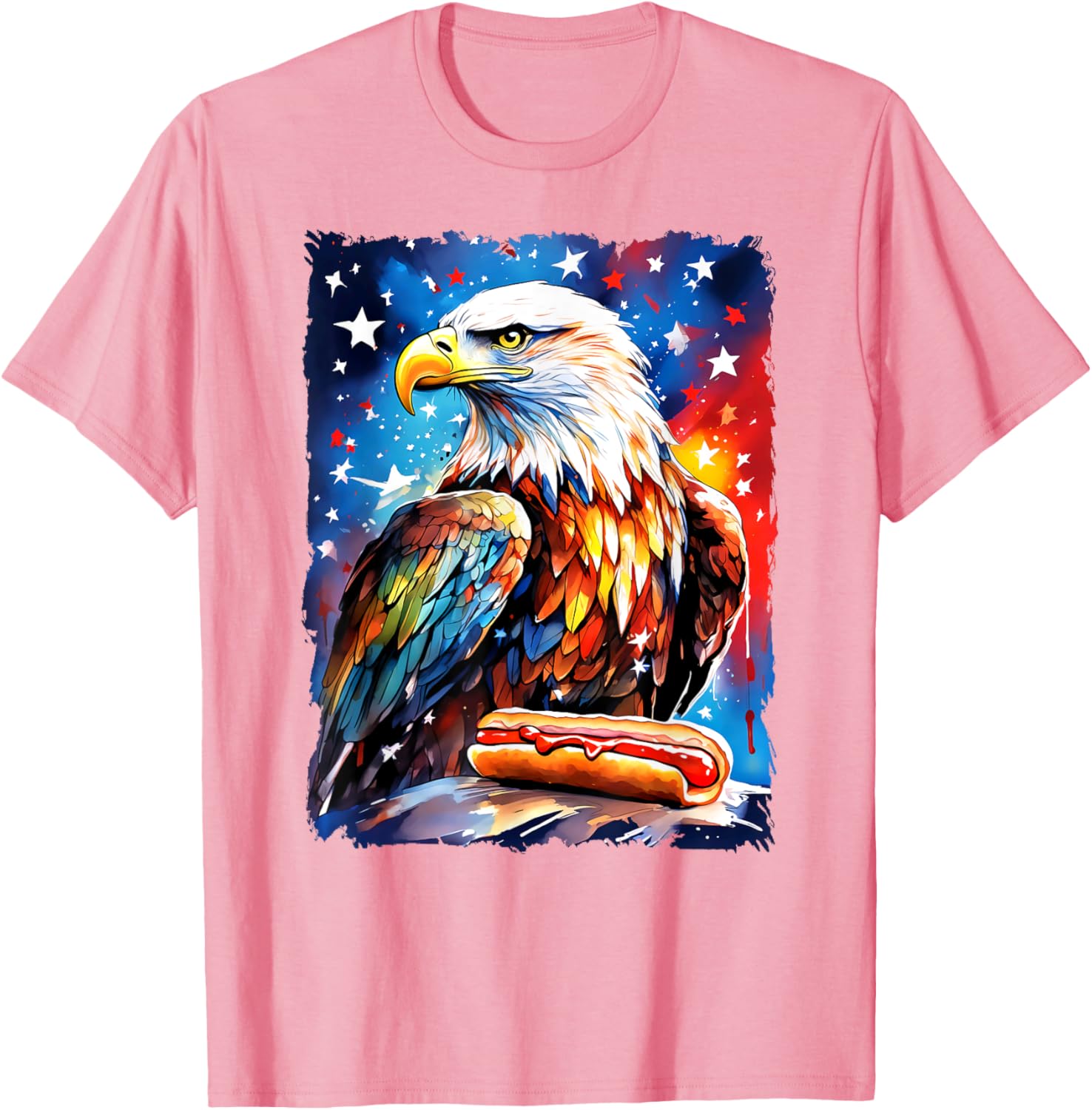 Patriotic 4th of July T-Shirt with Hotdog and Eagle Design for All Ages - 8