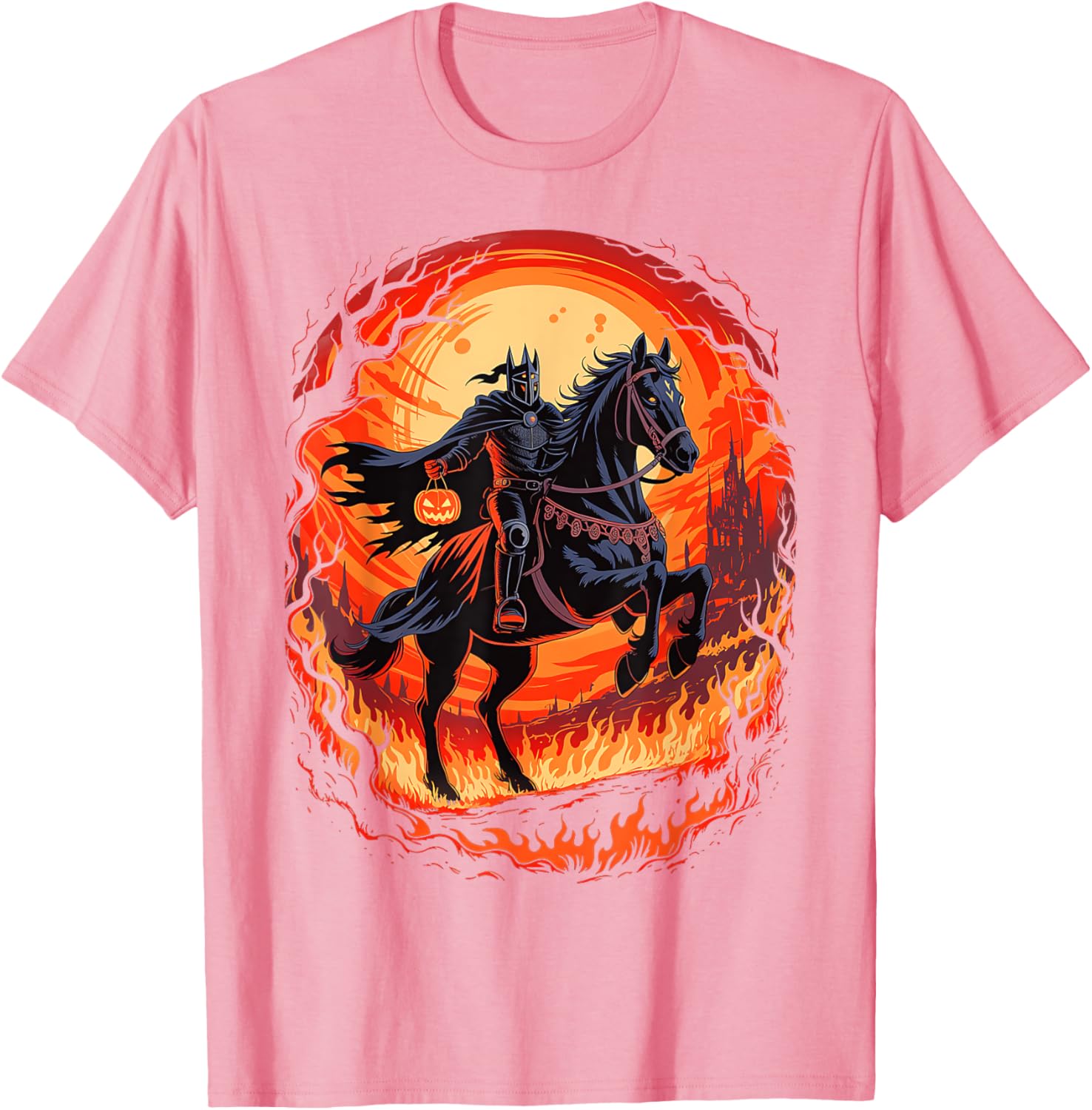 Spooky Pumpkin Headless Horseman Halloween T-Shirt for All Ages - 2