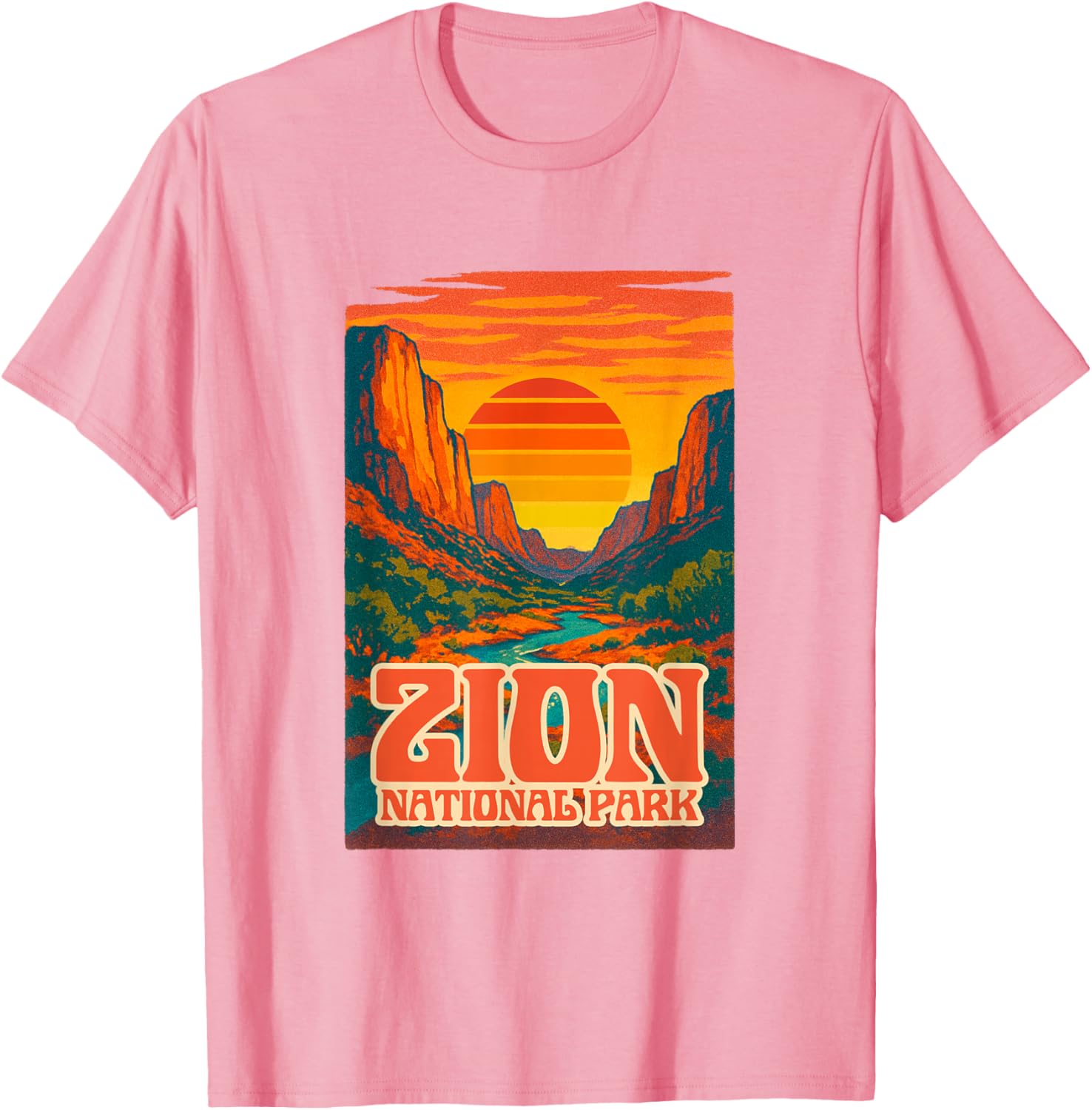 Utah Zion National Park Retro Sunset T-Shirt for Outdoor Lovers - 23