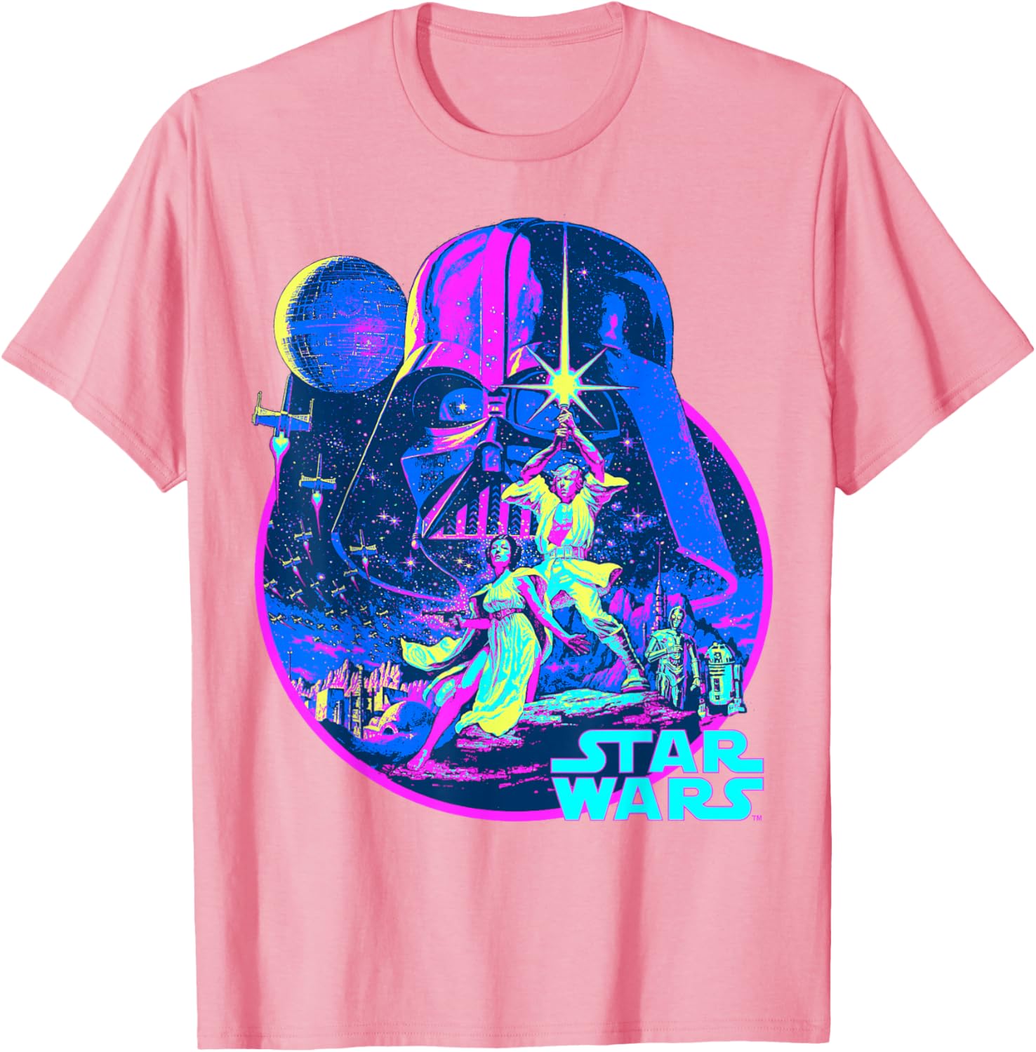 Star Wars Neon Poster T-Shirt for Fans of Disney Classic Adventure - 9