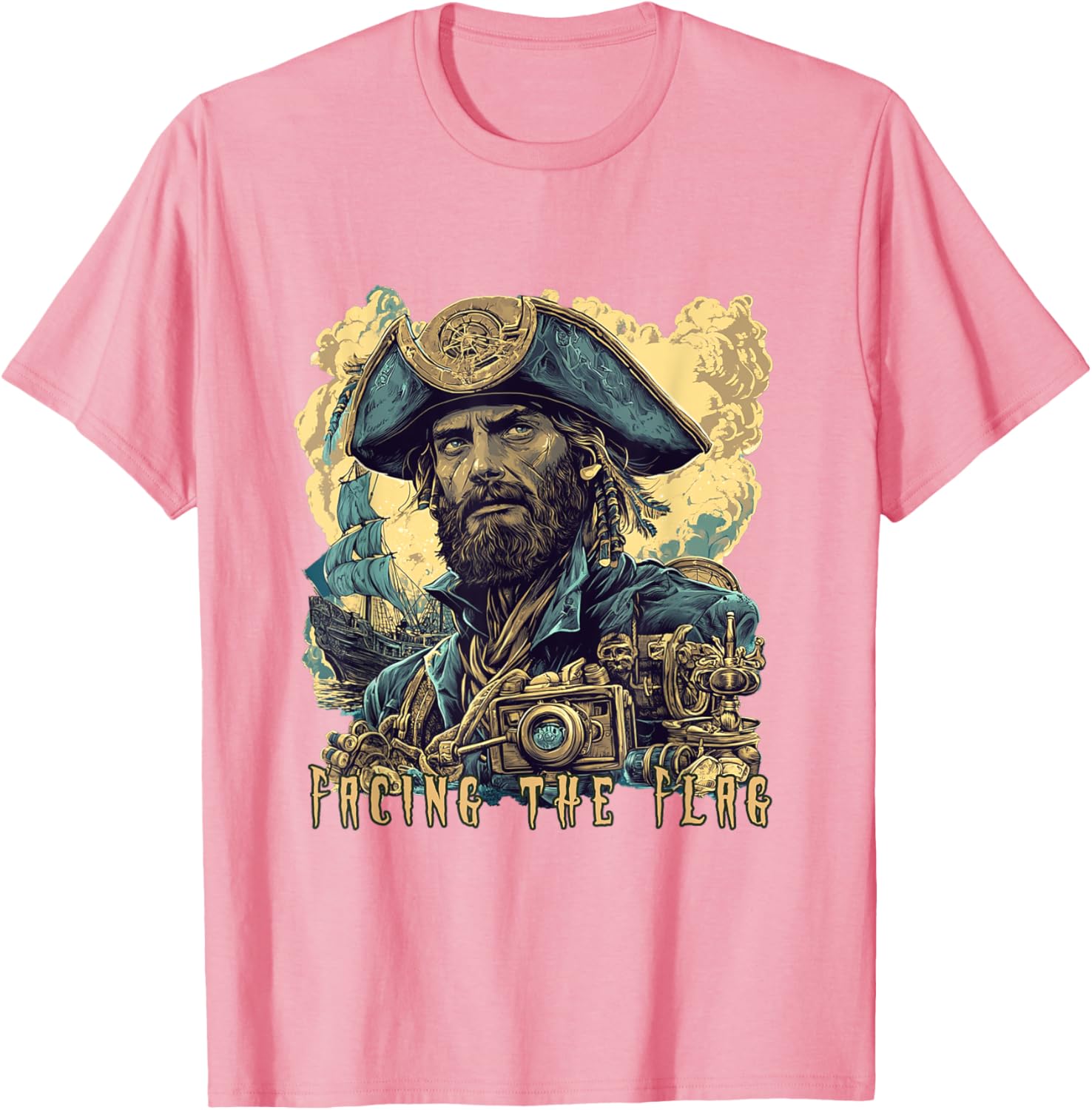 Vintage Jules Verne Sci-Fi T-Shirt Featuring Facing the Flag Design - 4