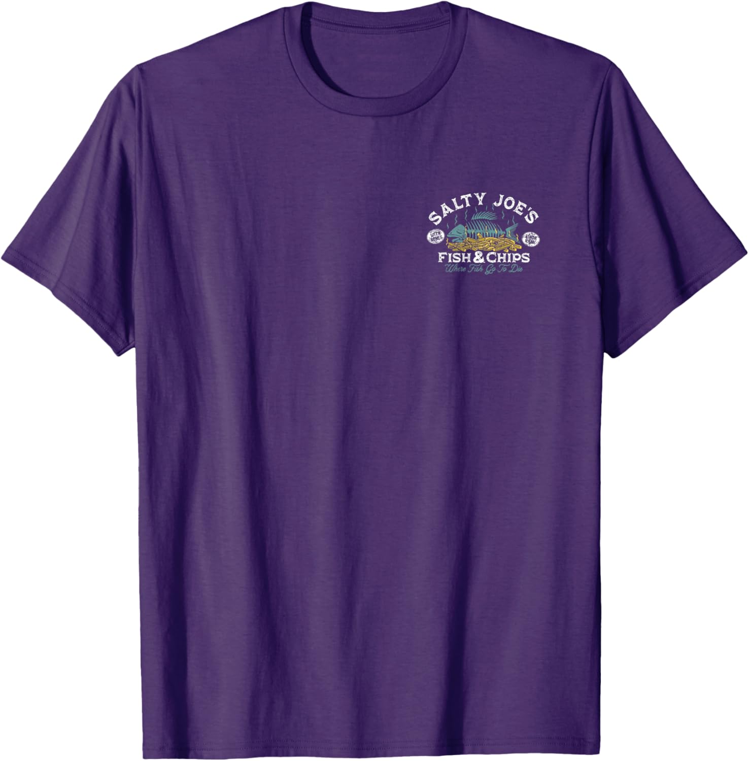 Salty Joe's Fish and Chips Logo Graphic T-Shirt for Casual Style Fans - 17