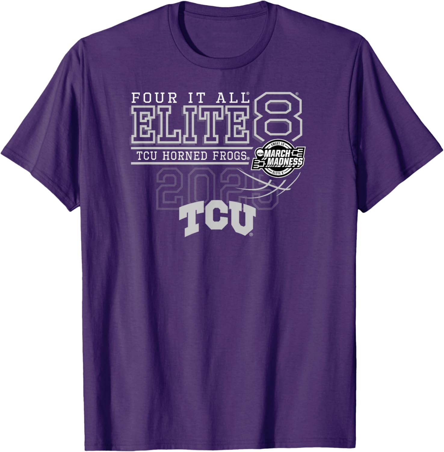 TCU Horned Frogs Elite 8 Women's Purple Basketball T-Shirt - Stylish Support - 1