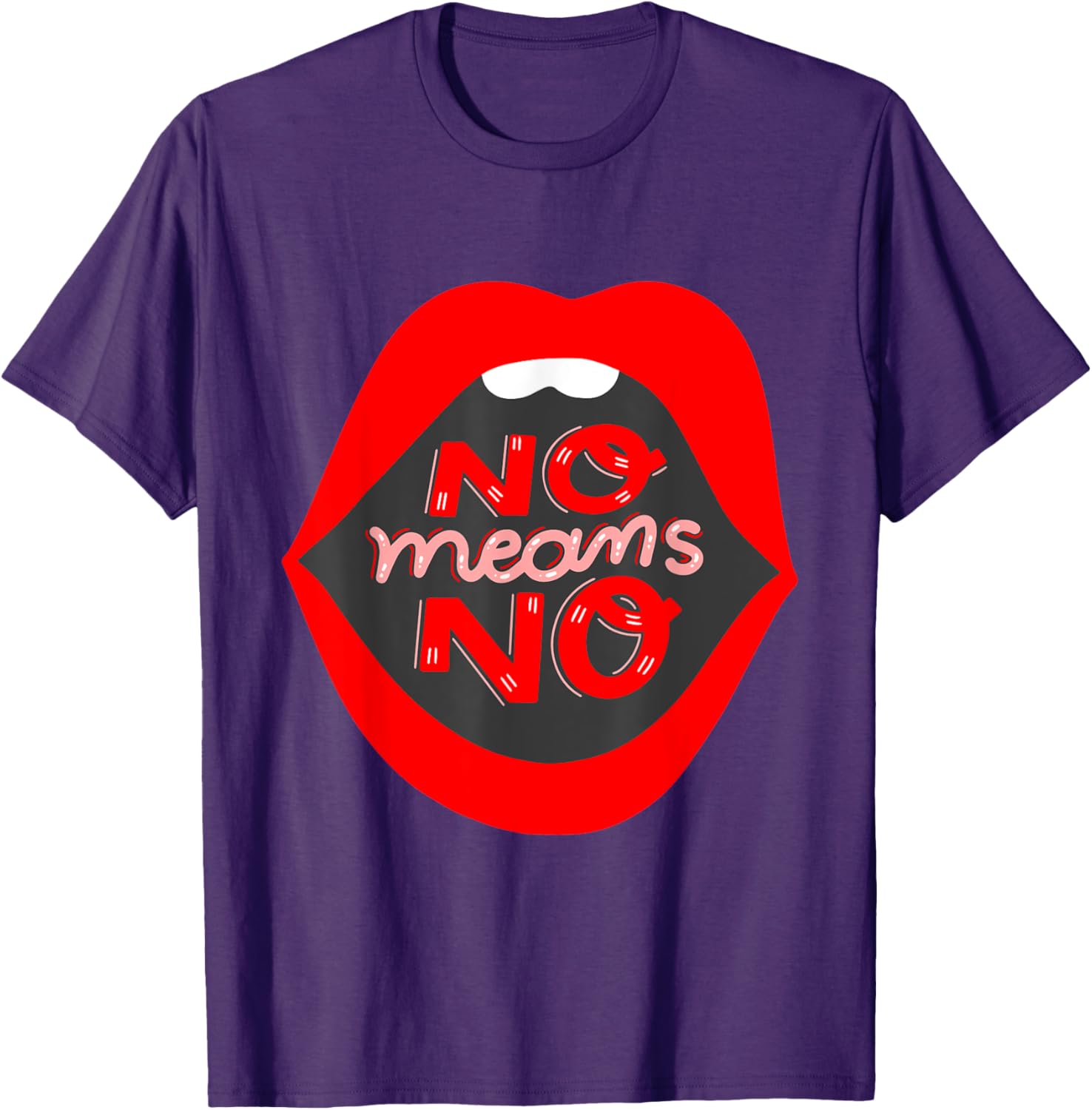 Retro Feminist No Means No Consent Pop Art Lips T-Shirt for Awareness - 25