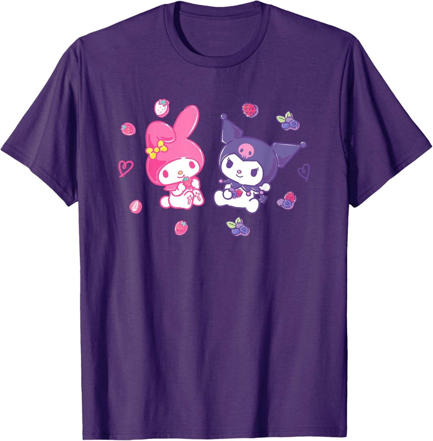 Sanrio Kuromi and My Melody Berry T-Shirt for Kids, Small Black Design - 6