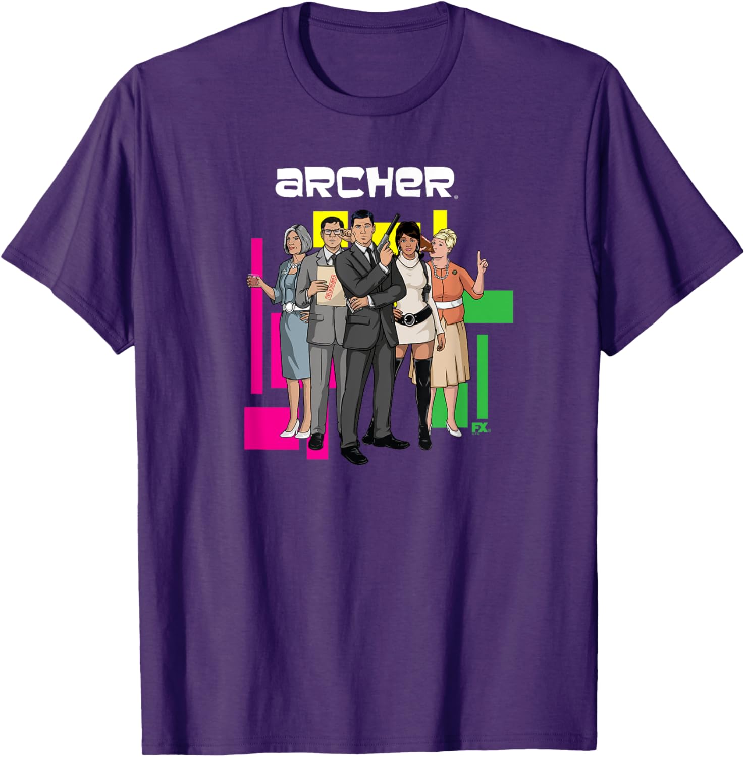 Retro 60's Inspired Archer Character Collage Cartoon T-Shirt for Fans - 2