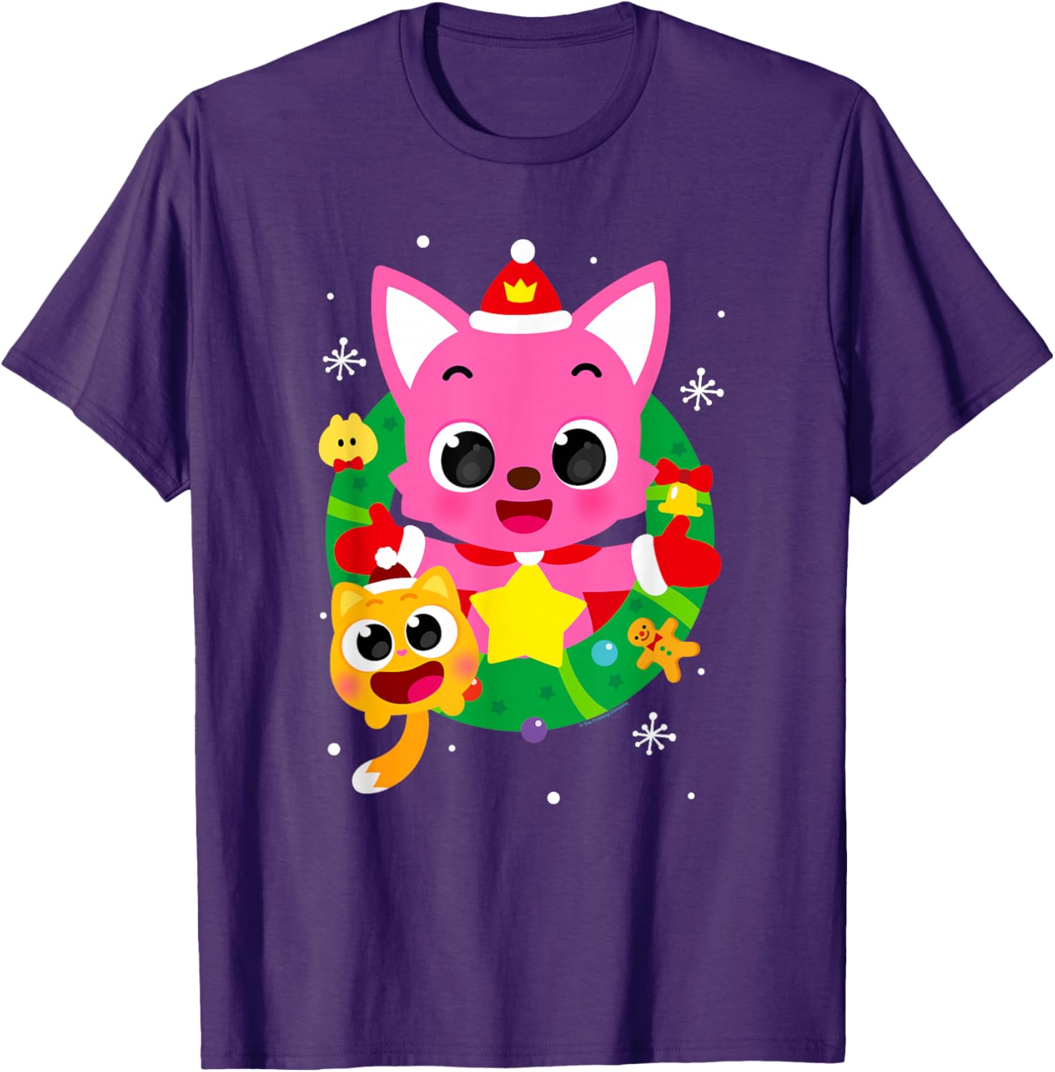 Pinkfong Holiday Wreath T-Shirt for Festive Fun and Cheerful Style - 1