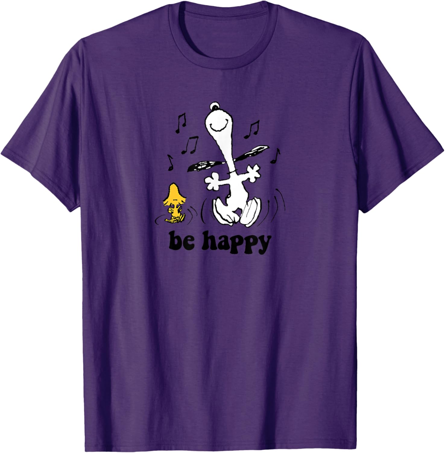 Peanuts Snoopy Woodstock Be Happy Dance T-Shirt Fun Graphic Tee - 10