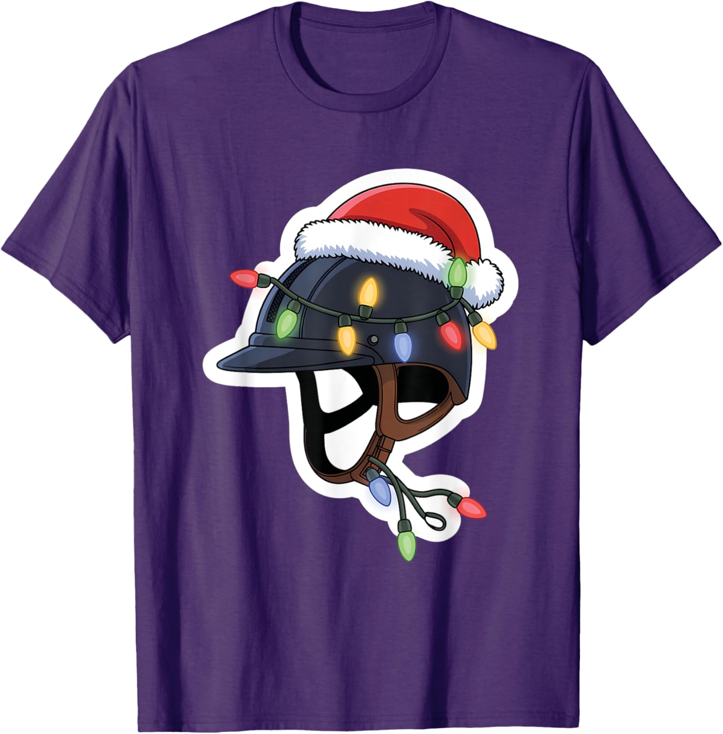 Festive Christmas Riding Helmet Holiday T-Shirt for Equestrian Fans - 1