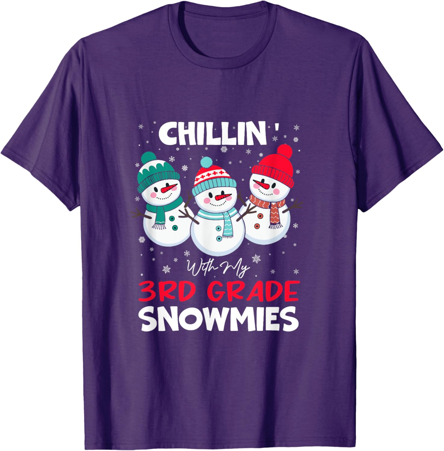 Chillin With My 3rd Grade Snowmies T-Shirt for Kids Fun Winter Wear - 10