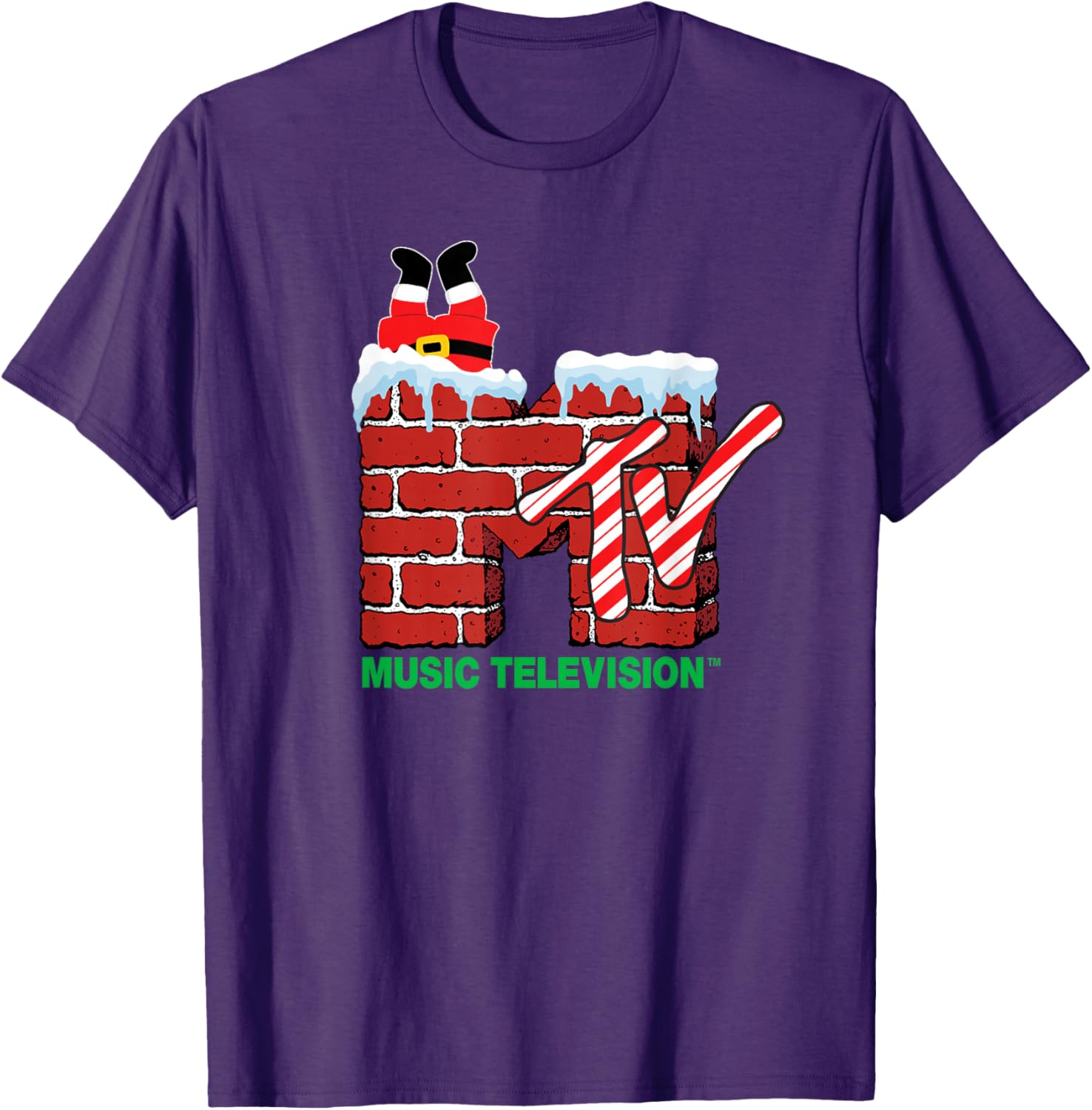 MTV Christmas Santa Claus Chimney Vintage T-Shirt for Holiday Cheer - 5
