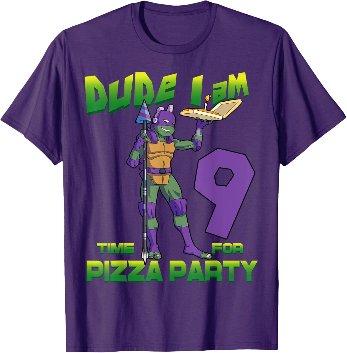 TMNT Birthday T-Shirt for Kids - Dude I am 9 Years Old Donnie Style - 9