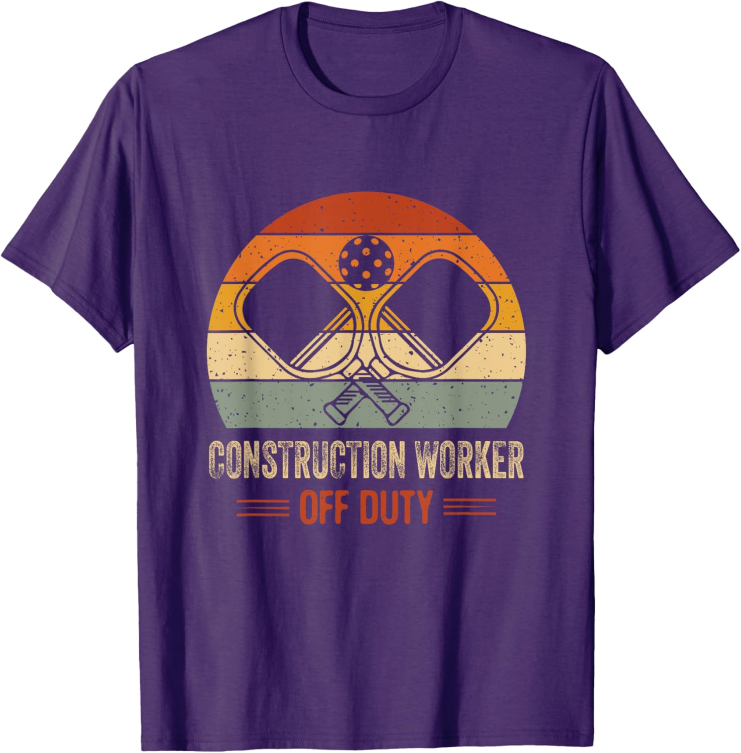 Vintage Sunset Off Duty Construction Worker Pickleball T-Shirt Fun Design - 2