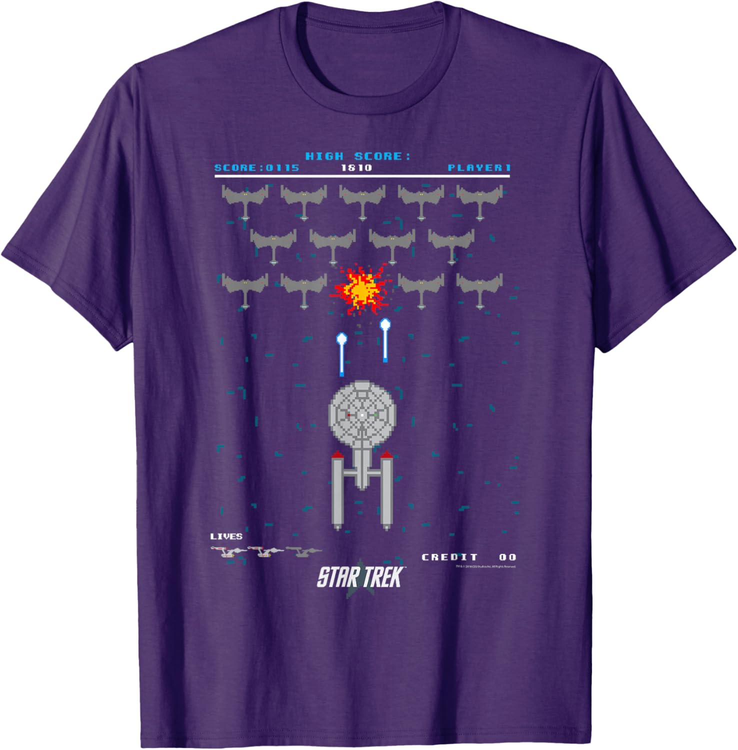 Star Trek Original Series Pixel Space Battle T-Shirt for Fans - 1