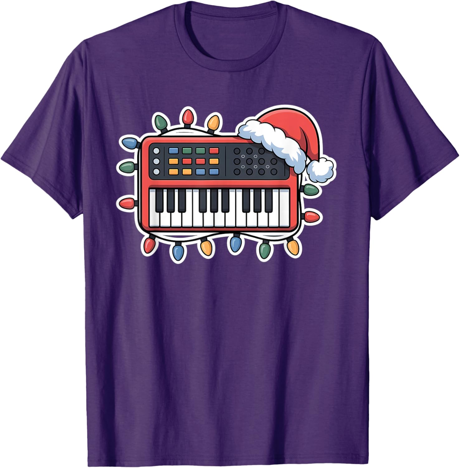 Christmas Synthesizer Holiday T-Shirt for Music Lovers and Festive Fun - 5