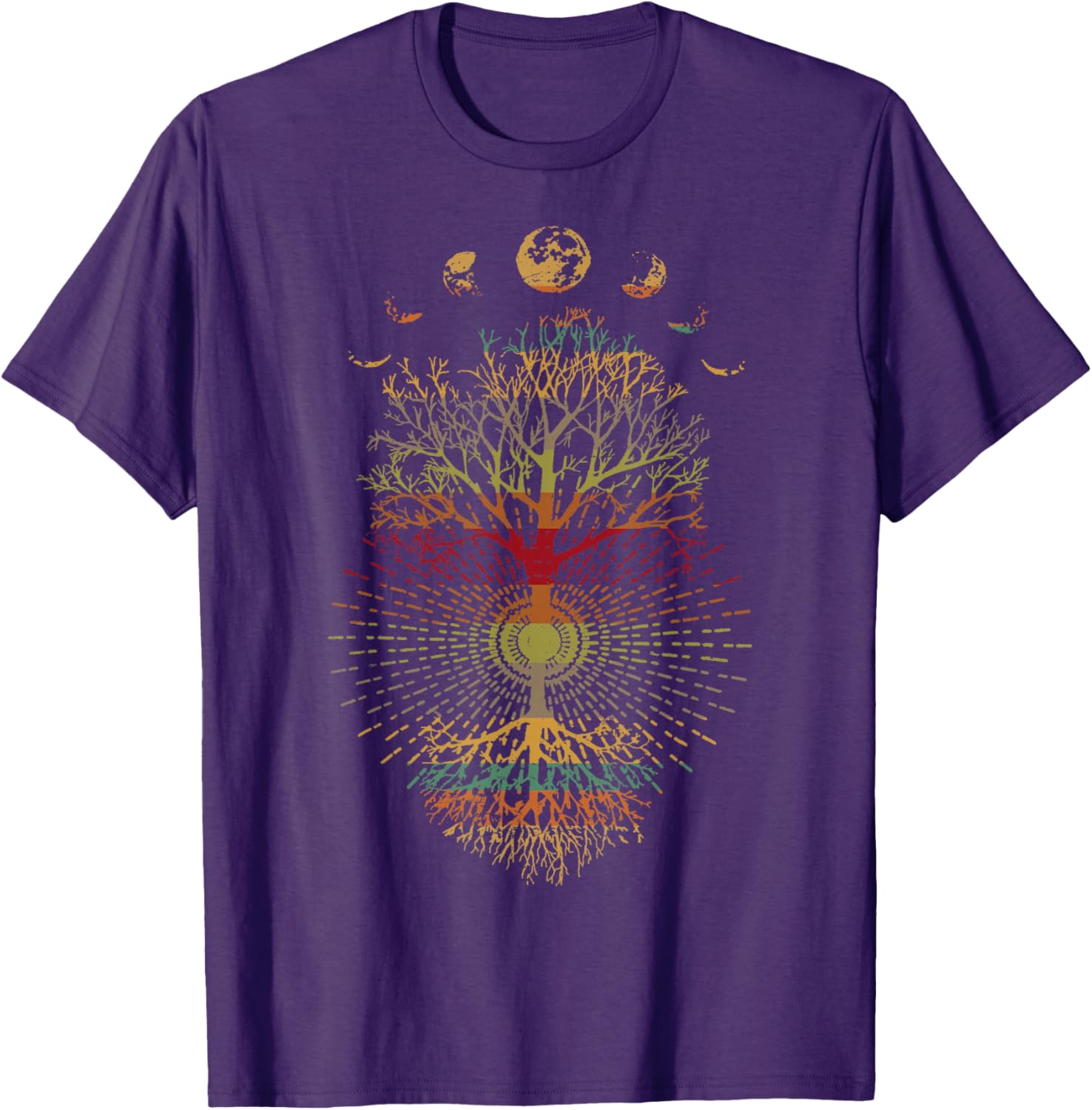 Phases of the Moon Retro Tree of Life T-Shirt 60s 70s Vibe - 24
