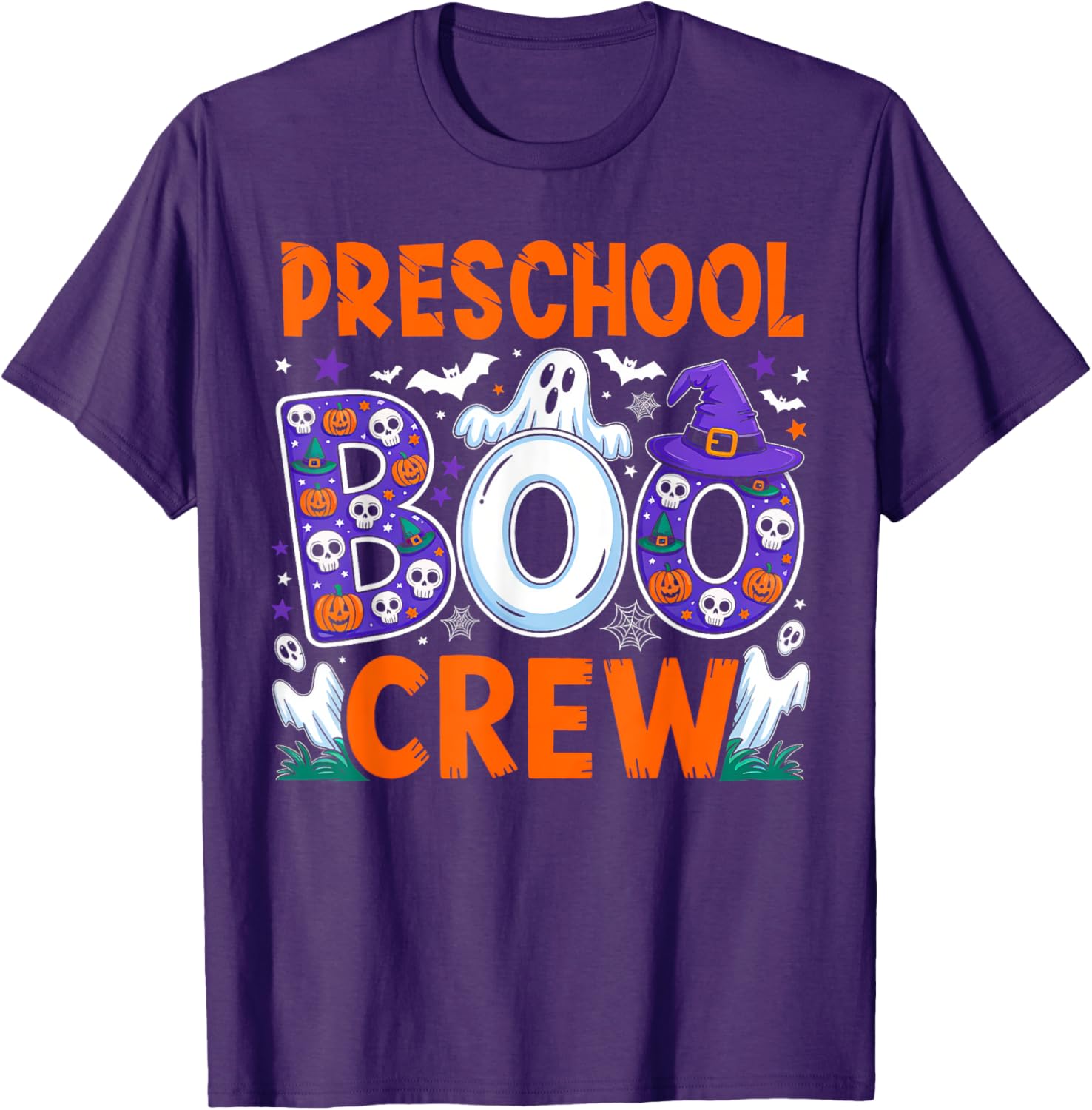 Funny Halloween T-Shirt for Preschool Teachers and Students Boo Crew - 11