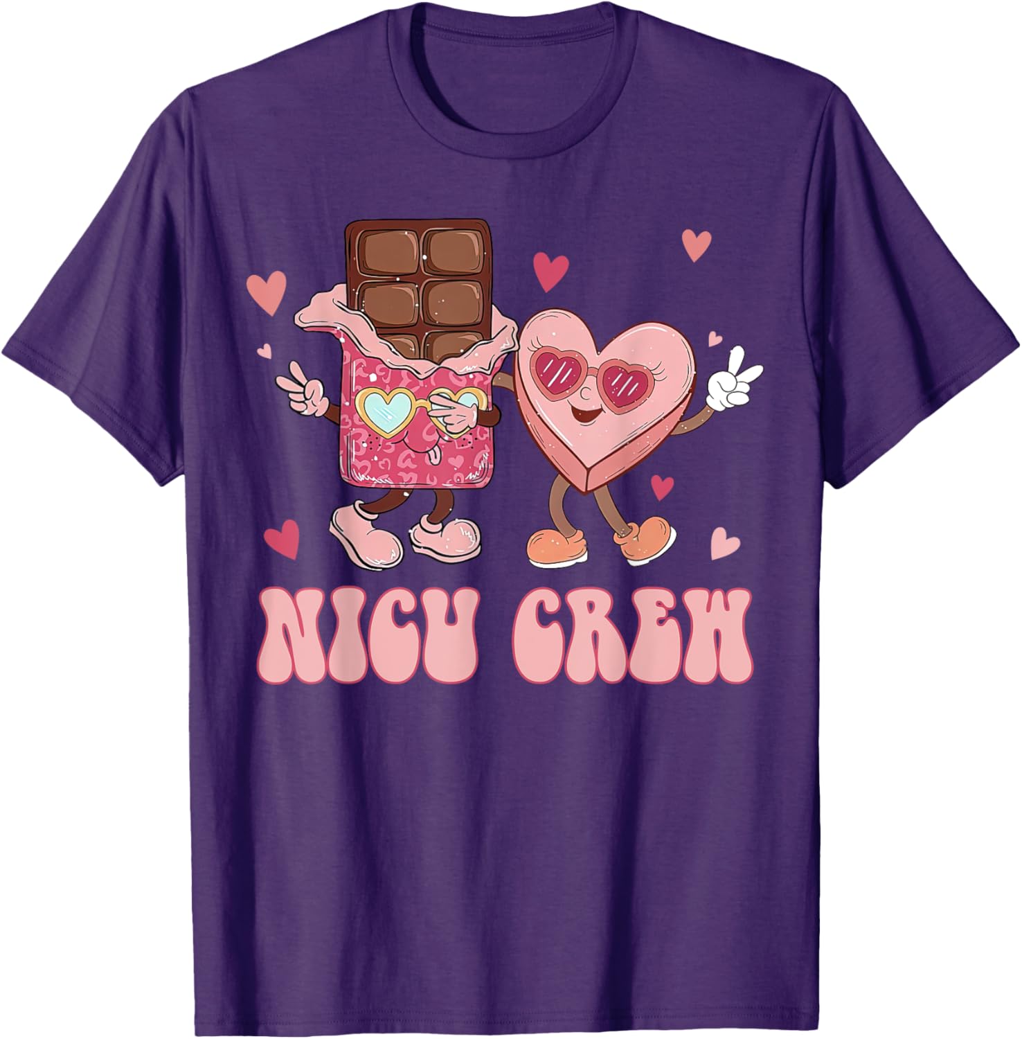 Retro NICU Crew Valentine's Day T-Shirt for Nurses with Cute Heart Design - 8