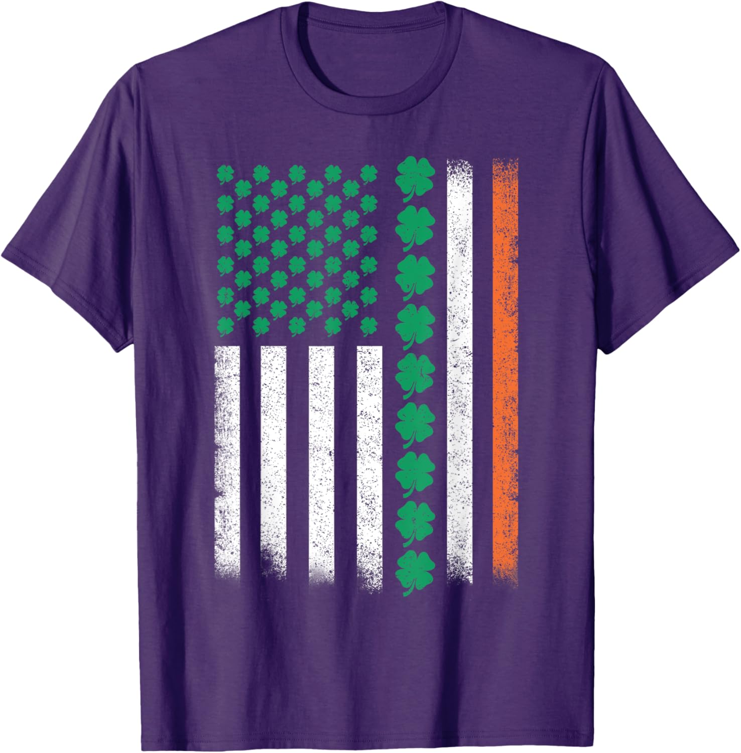 Vintage American Flag St Patricks Day Lucky Shamrock T-Shirt for All - 1