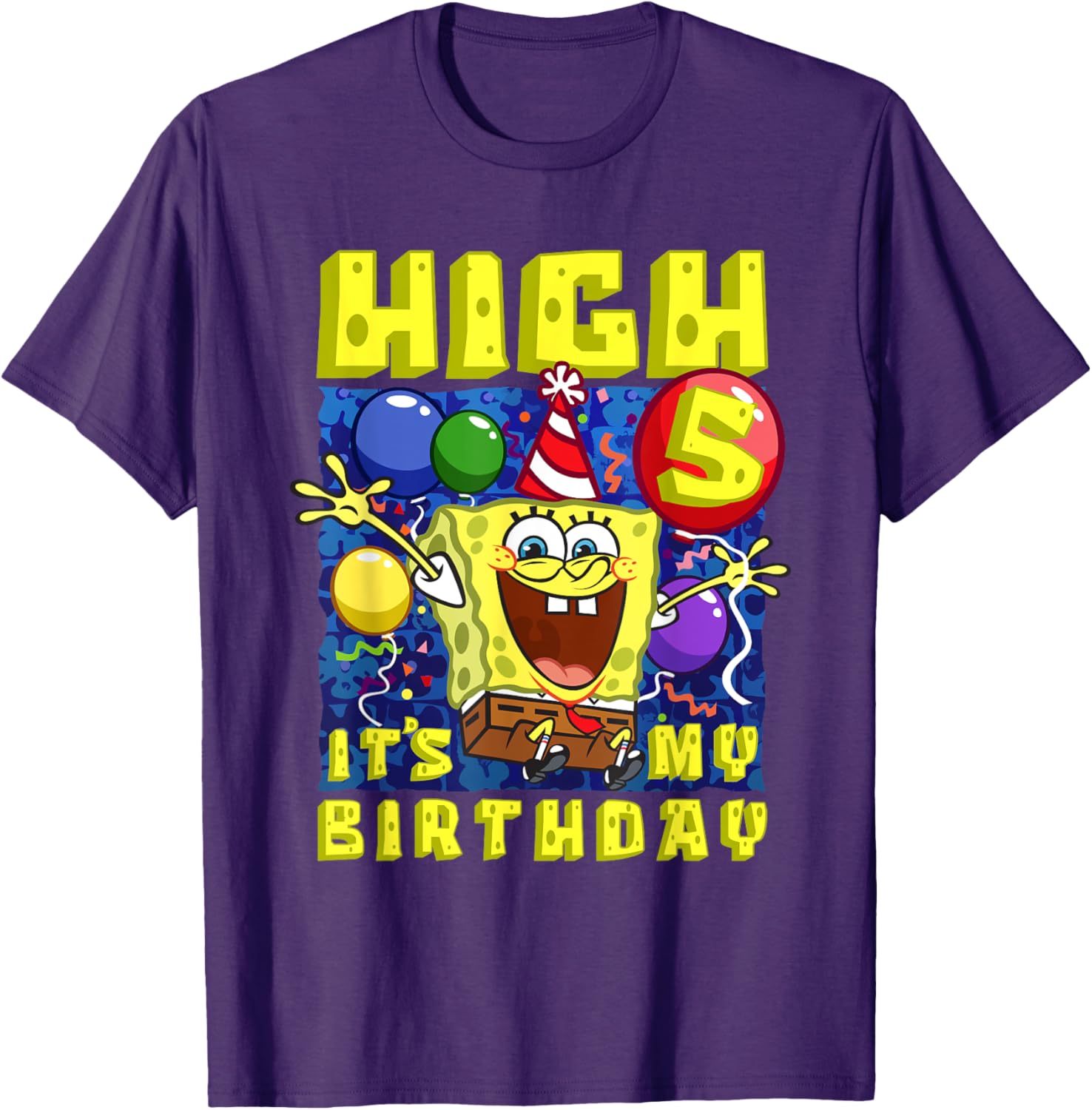 SpongeBob SquarePants Birthday T-Shirt for Boys and Girls Age 5 - 6