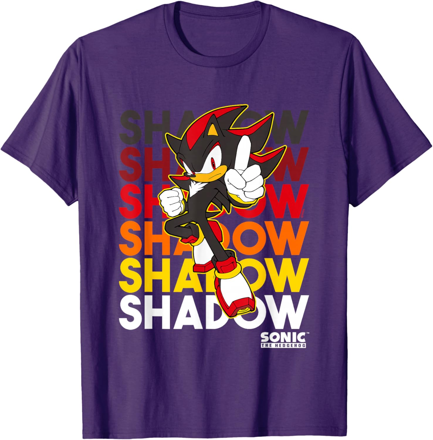 Sonic The Hedgehog Shadow Logo Stacked Text Cool Graphic T-Shirt - 12