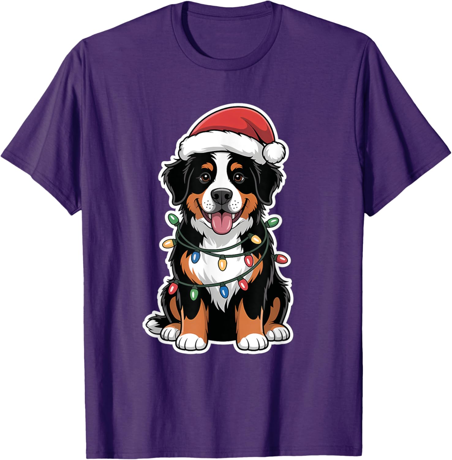 Bernese Mountain Dog Christmas Lights T-Shirt for Holiday Cheer - 5
