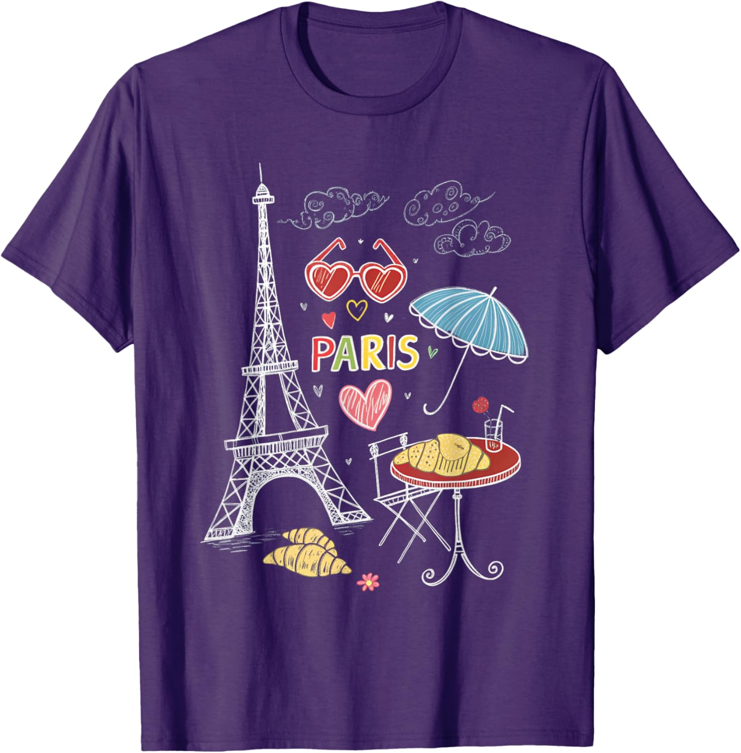 Paris Eiffel Tower Cafe Scene T-Shirt for Girls - Perfect Travel Souvenir - 16