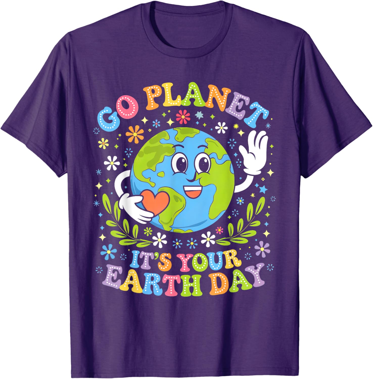 Groovy Go Planet Earth Day 2025 Teacher Kids T-Shirt for Fun Learning - 1