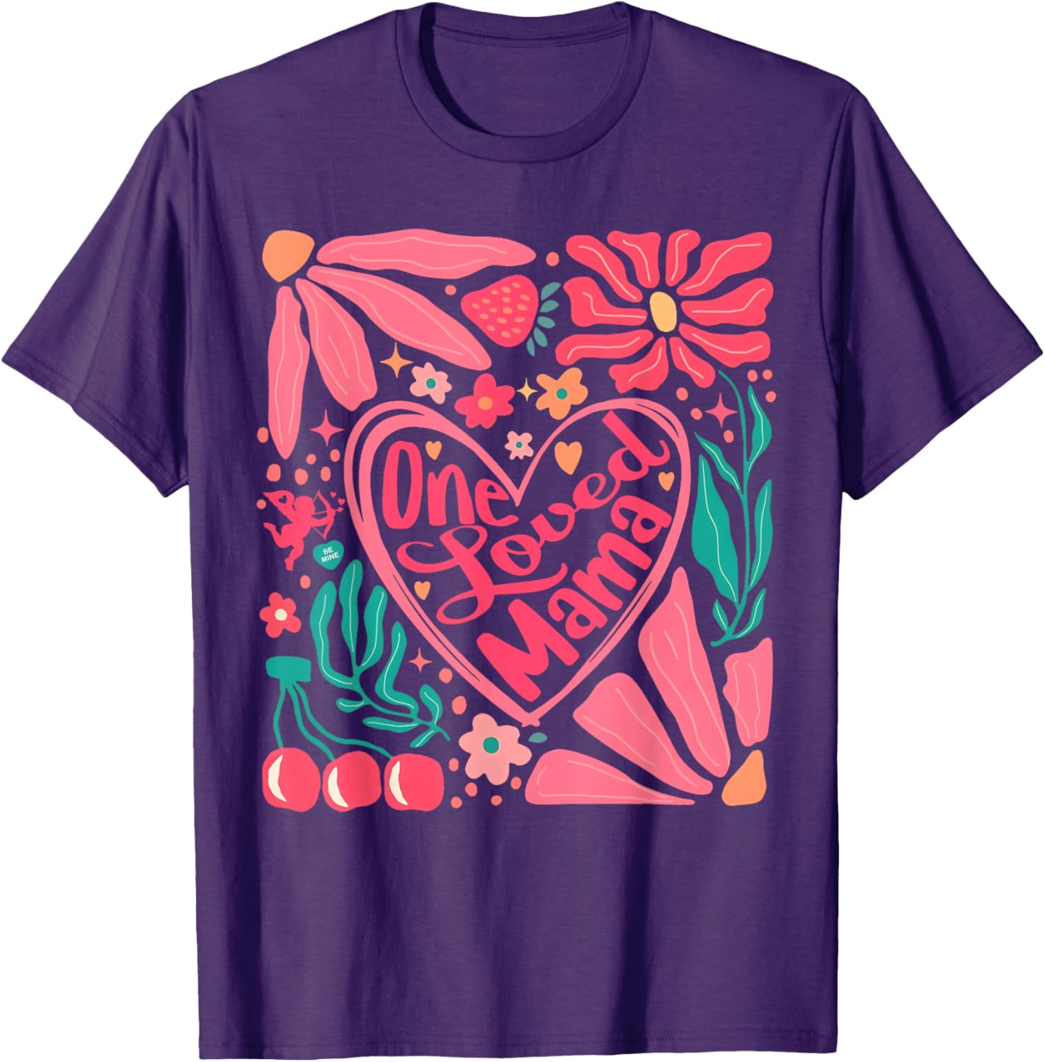 One Loved Mama Boho Floral Valentine's Day T-Shirt for Moms - 7