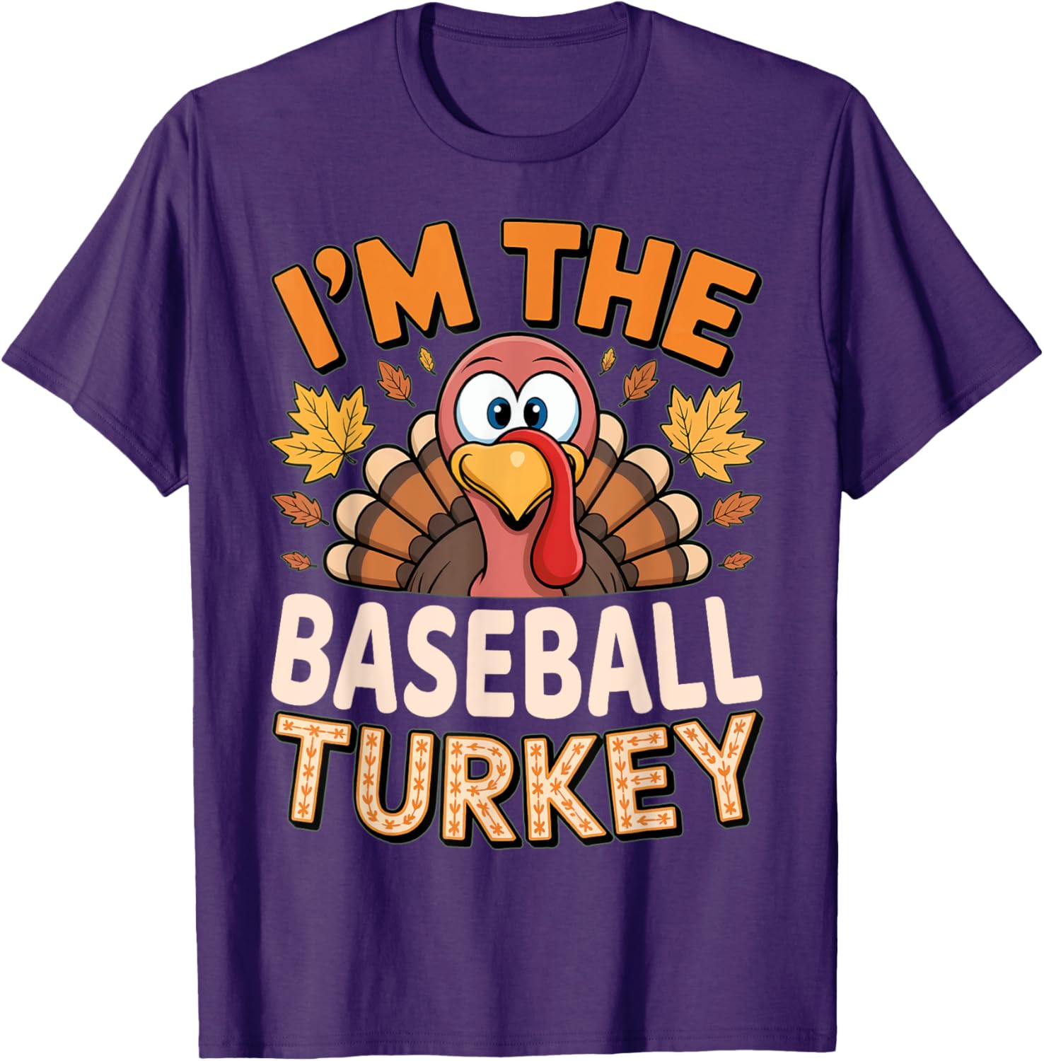 Thanksgiving Matching I'm The Baseball Turkey T-Shirt for Family Fun - 5