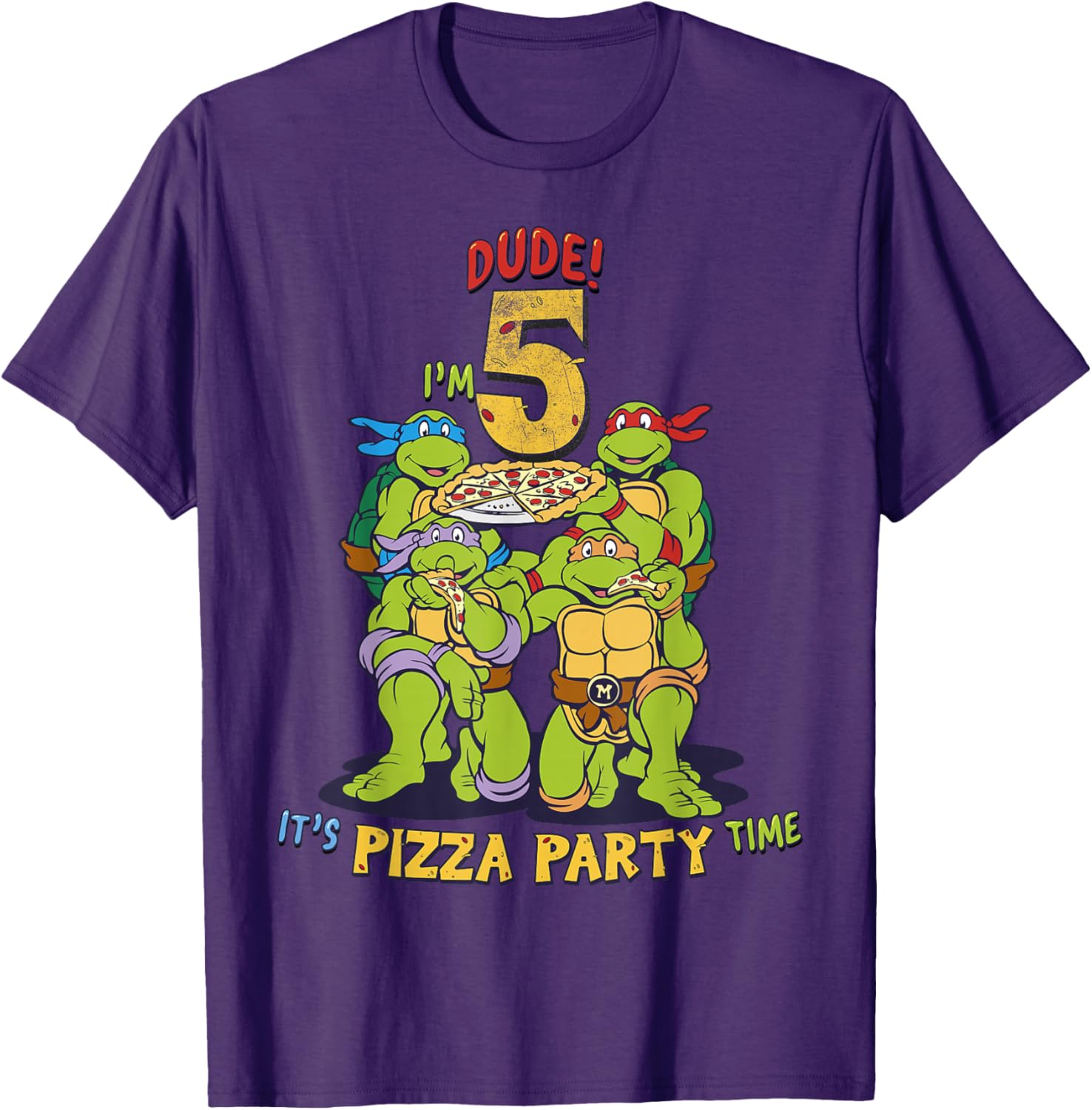 Teenage Mutant Ninja Turtles Pizza Party T-Shirt for Boys Age 5 - 8